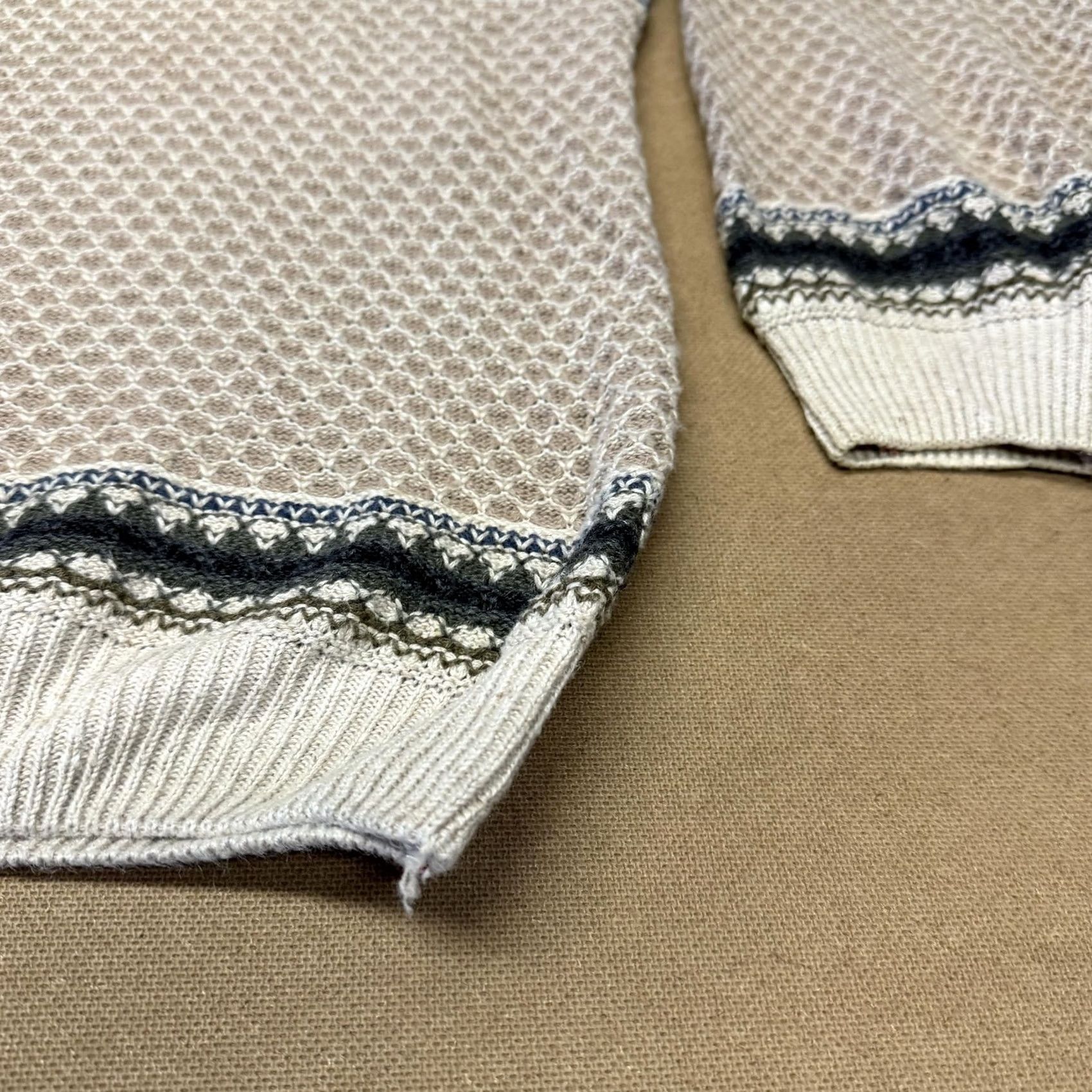 Vintage VINTAGE Etchings Sweater Mens XL Beige Pattern Knit Henley 90s Han Kung? Size US XL / EU 56 / 4 - 5 Thumbnail