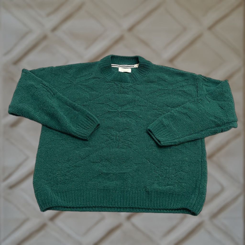 Weatherproof Weatherproof Womens Sweater XL Green Metallic Glitter Crew Neck Pullover Size XL / US 12-14 / IT 48-50 - 1 Thumbnail