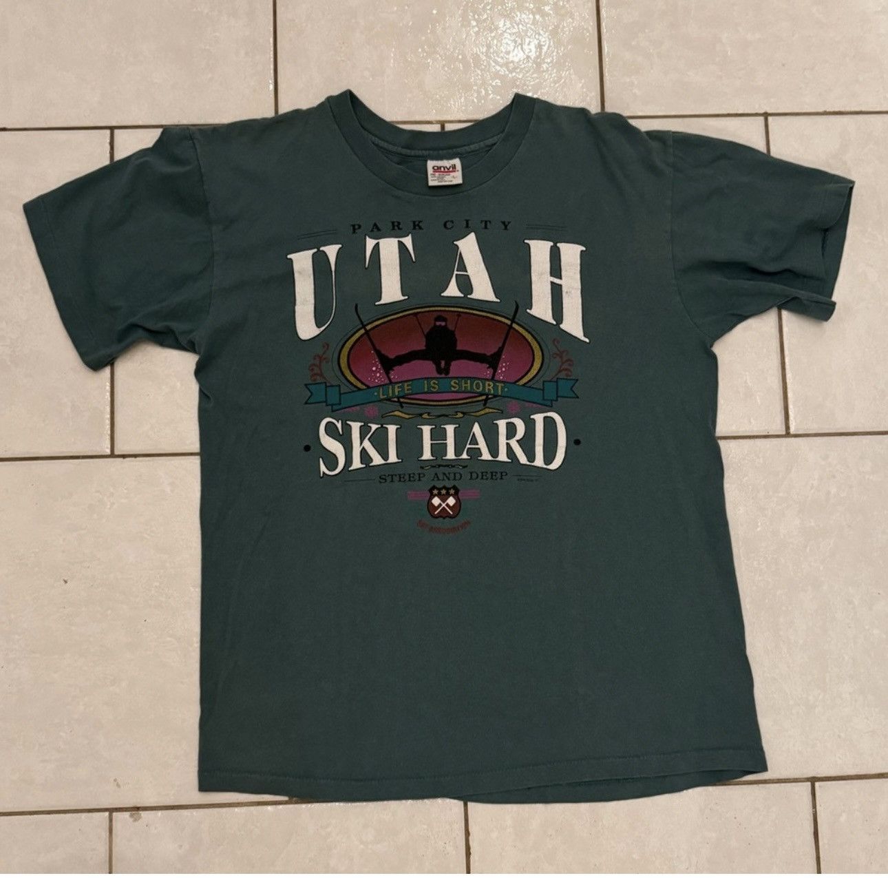 Vintage Vintage 90s Utah Skiing Shirt Funny Single Stitch Large Size US M / EU 48-50 / 2 - 2 Thumbnail