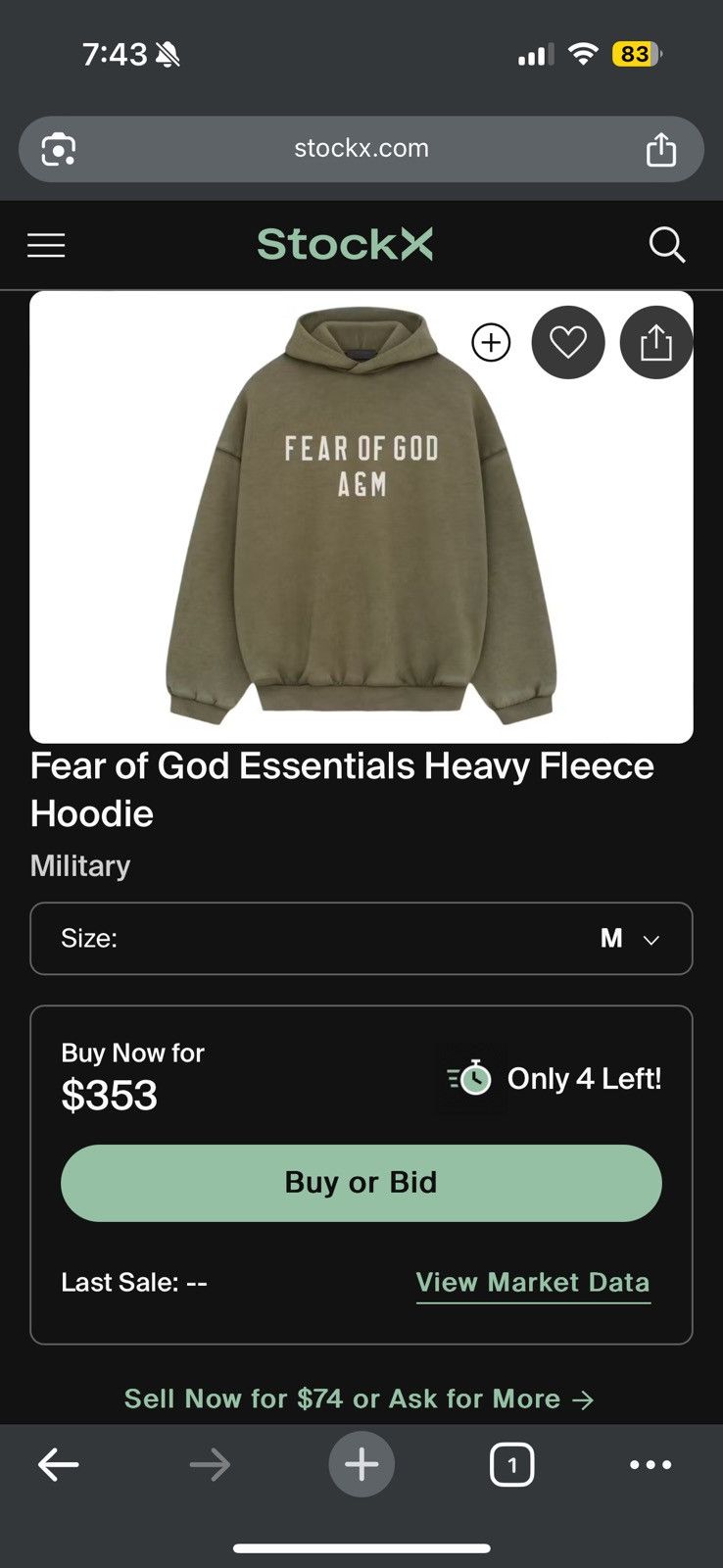 Fear of God Fear of God Essentials Heavy Fleece Hoodie Military SZ M 🔥 Size US M / EU 48-50 / 2 - 14 Thumbnail