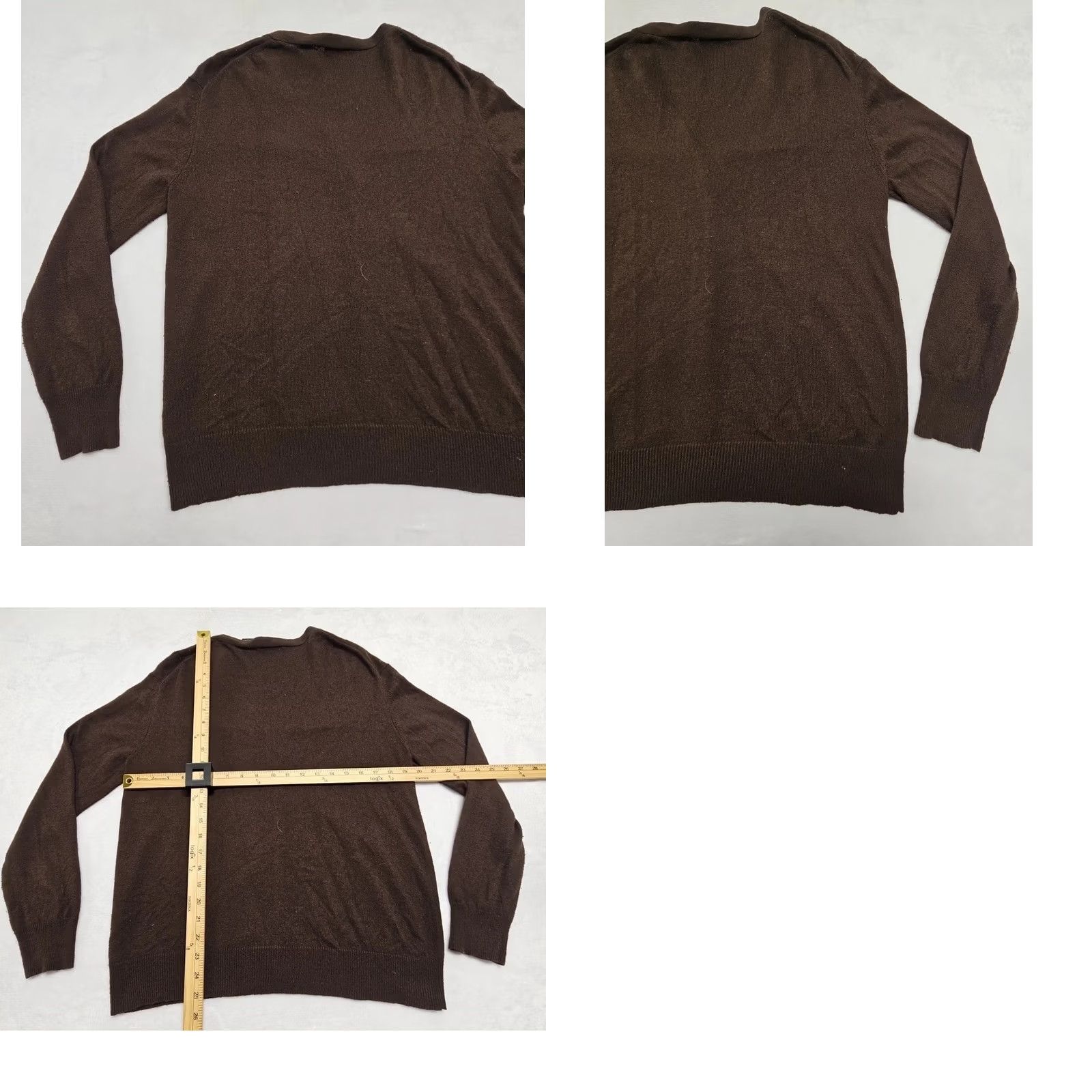 Vintage Moda International Cardigan Women’s Large Chocolate Brown Silk Cashmere Blend Crew Neck Button Front Solid Brown Vintage No Size L / US 10 / IT 46 - 8 Thumbnail