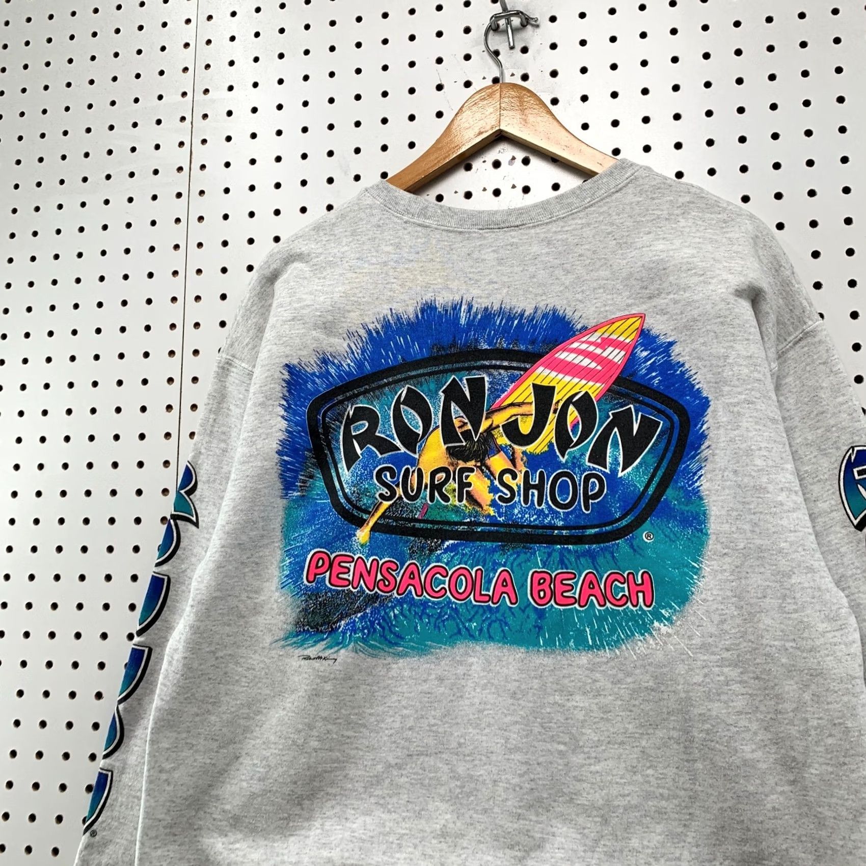 Vintage Ron Jon Surf Shop Sweatshirt Graphic Print Gray Pensacola Beach 22x27 Mens Size US L / EU 52-54 / 3 - 7 Thumbnail