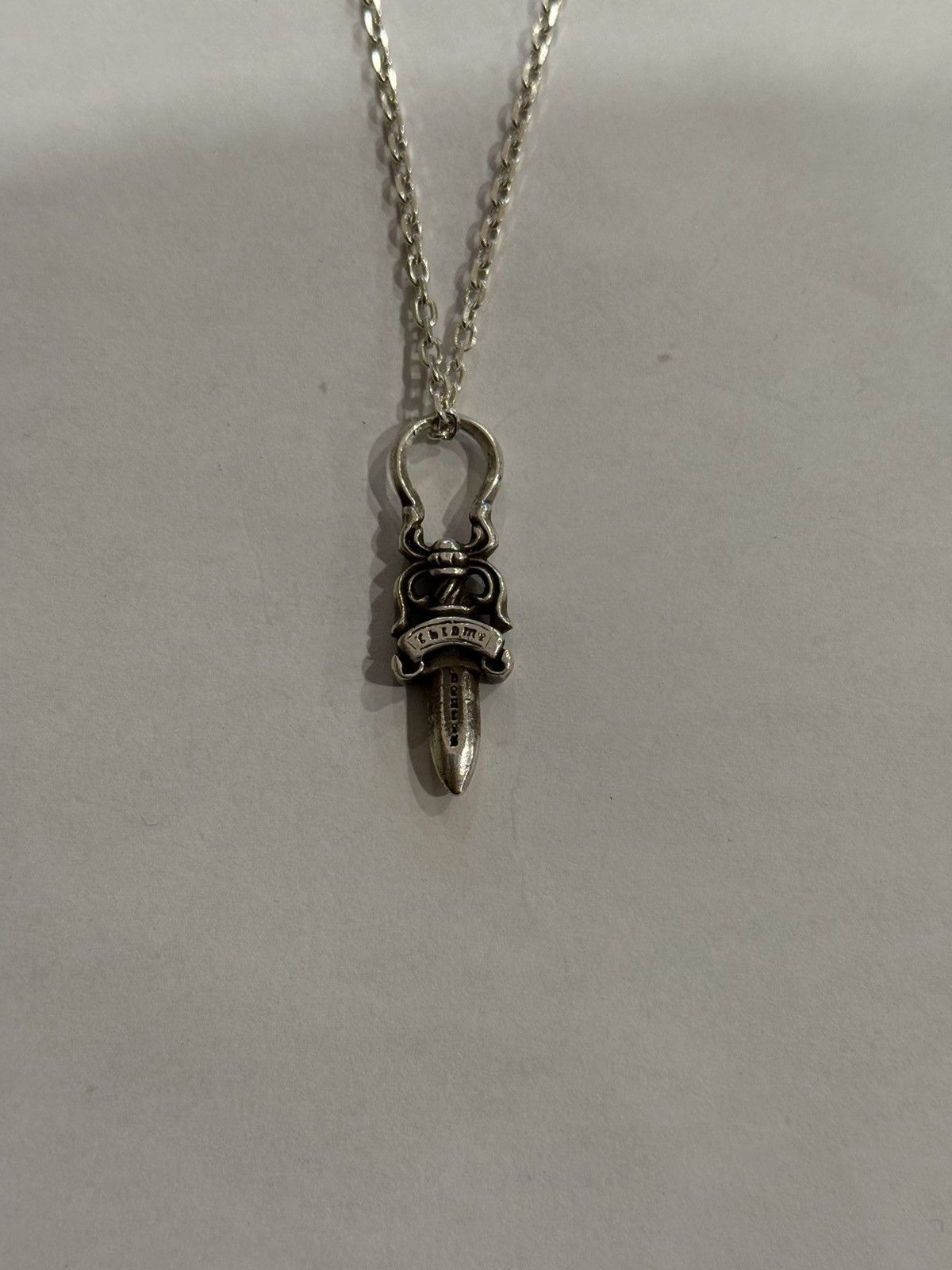 Pre-owned Chrome Hearts Dagger Zipper Pendant Roll Chain Necklace 925 In Silver