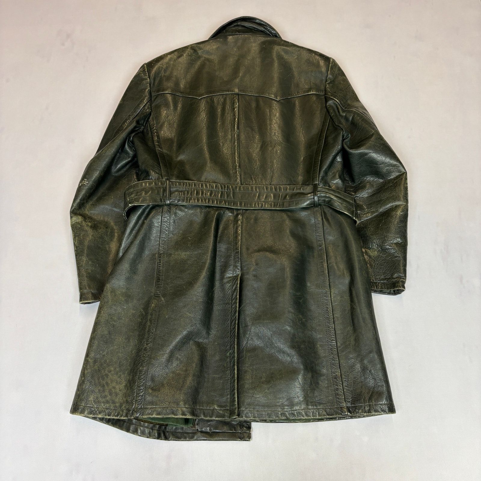Vintage WWII 40s German Officer Horsehide Leather Moto Trench Coat Size US L / EU 52-54 / 3 - 2 Thumbnail