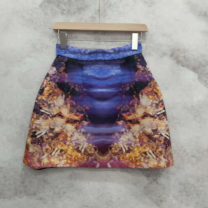 Alexander McQueen Alexander McQueen Summer Blue Purple A-line Skirt 0089 Size 23" - 1 Thumbnail