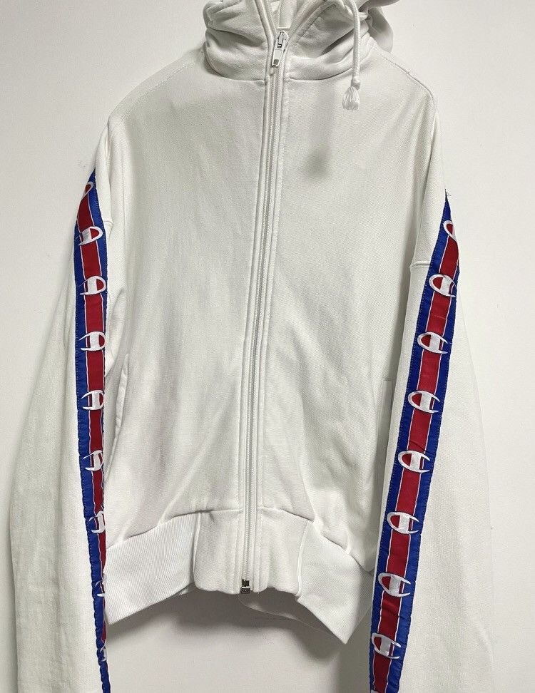 image of Vetements Champion Joint Strap Hoodie in White, Men's (Size XS)