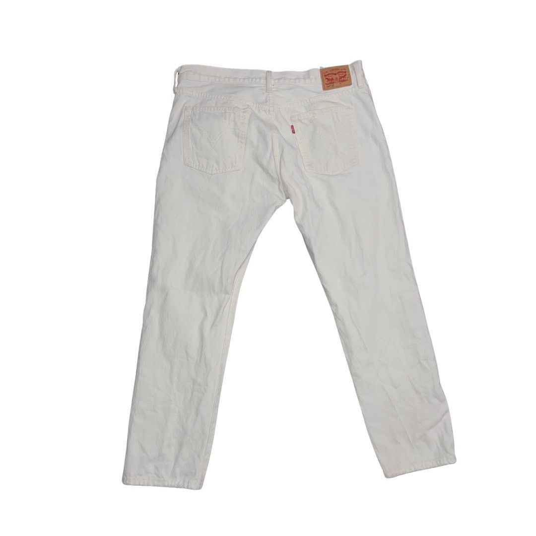 Levi's 501 Button Fly White Distress Denim Jeans Pants Size 31x32 Size 31" - 2 Thumbnail