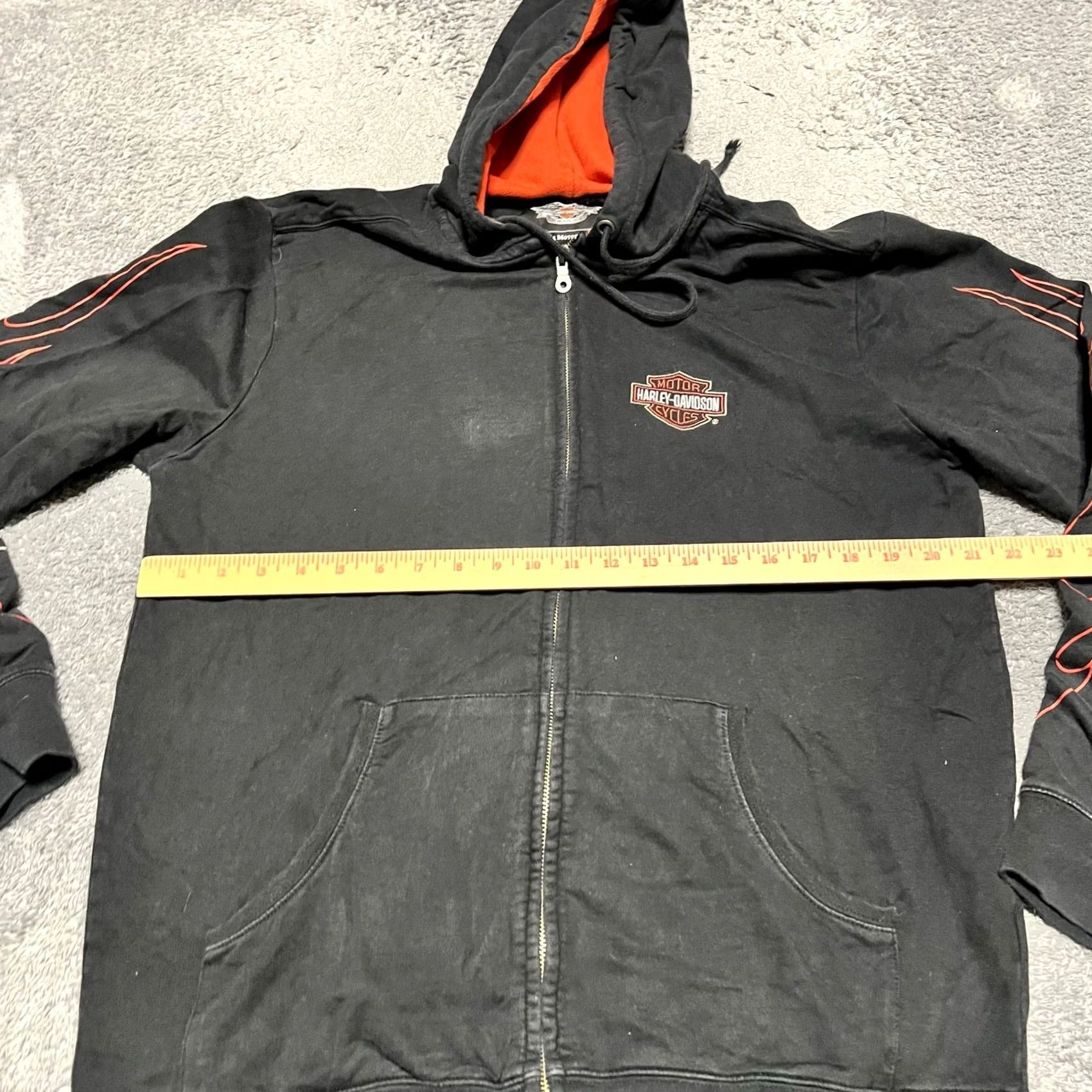 Harley Davidson VINTAGE Harley Davidson Flames Sleeve Full Zip Hoodie Sweatshirt Mens L Black Regular Size Size US L / EU 52-54 / 3 - 7 Thumbnail