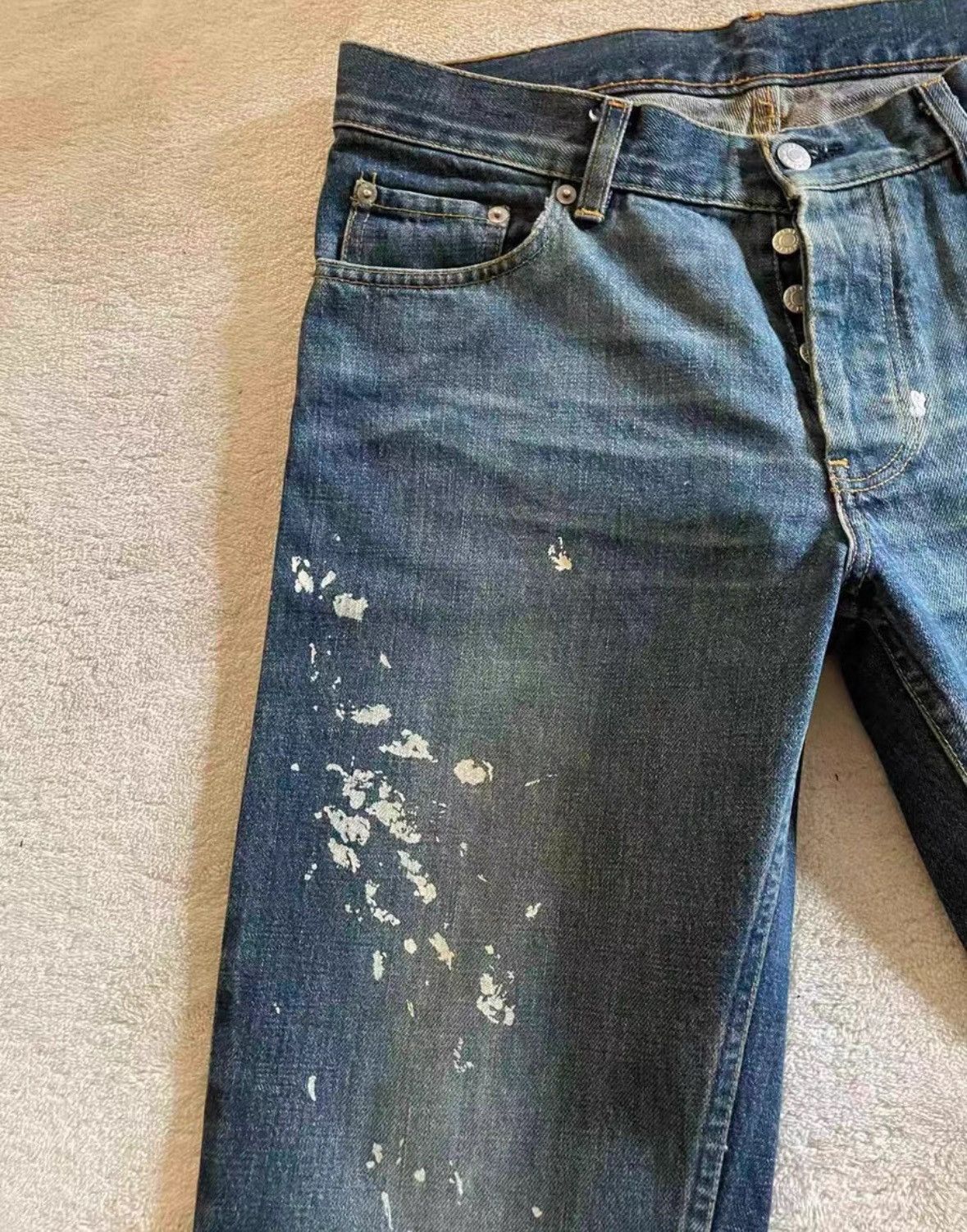 Helmut Lang HELMUT LANG Blue Washed Splatter Denim Shorts Size US 32 / EU 48 - 3 Thumbnail