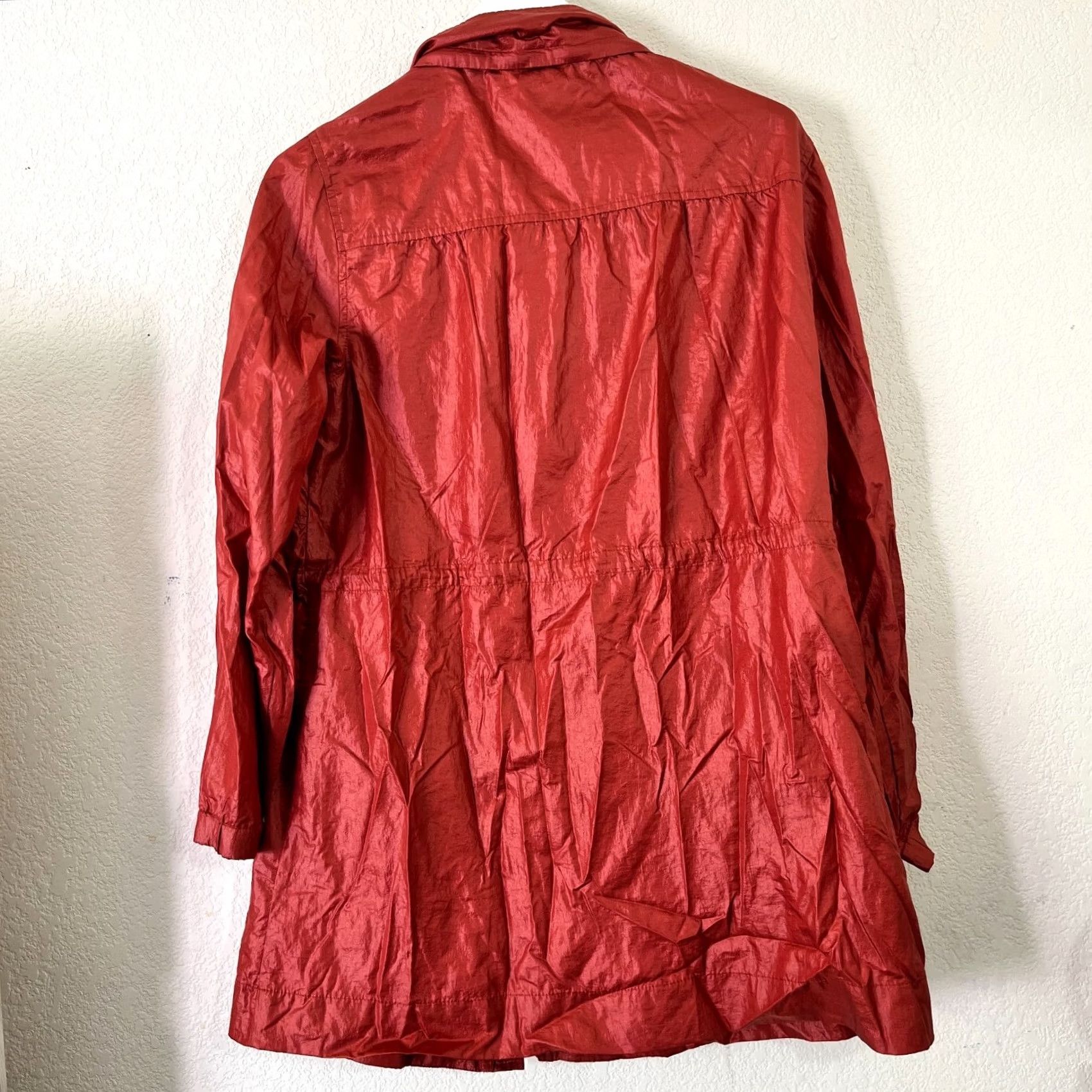 Vintage Chico's Zenergy Womens Windbreaker Jacket Coat Drawstring Orange Large 2 Nylon Zip Full Zip Lightweight Pockets Size XS / US 0-2 / IT 36-38 - 2 Thumbnail