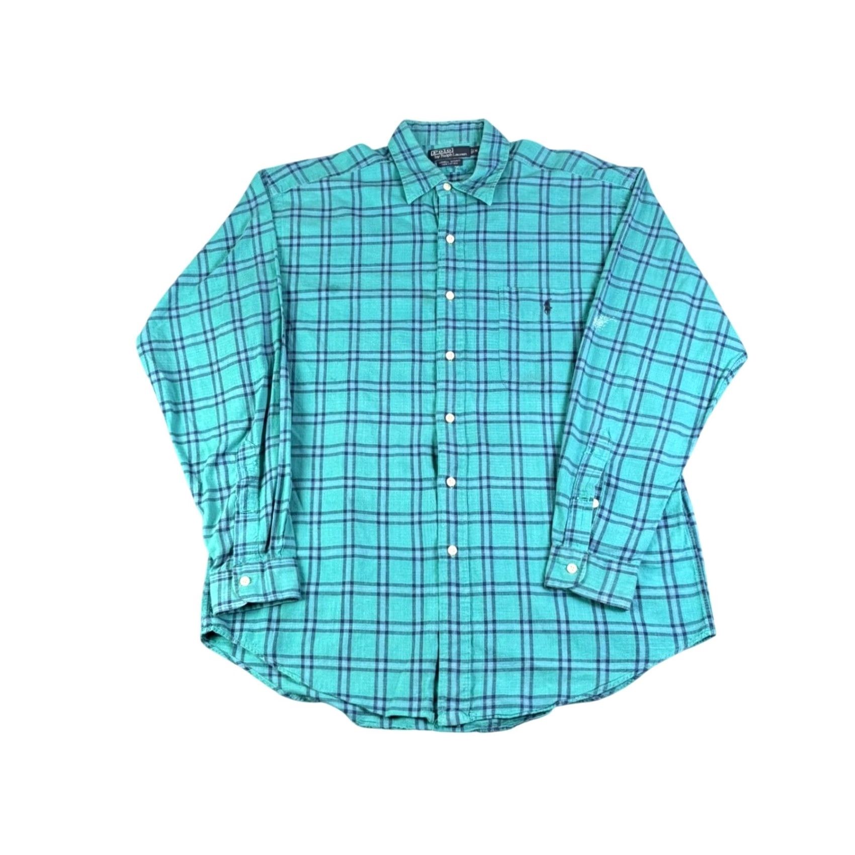 Polo Ralph Lauren Polo Ralph Lauren Lowell Sport Mens Medium Teal Plaid Button Down Shirt Cotton Size US M / EU 48-50 / 2 - 2 Thumbnail