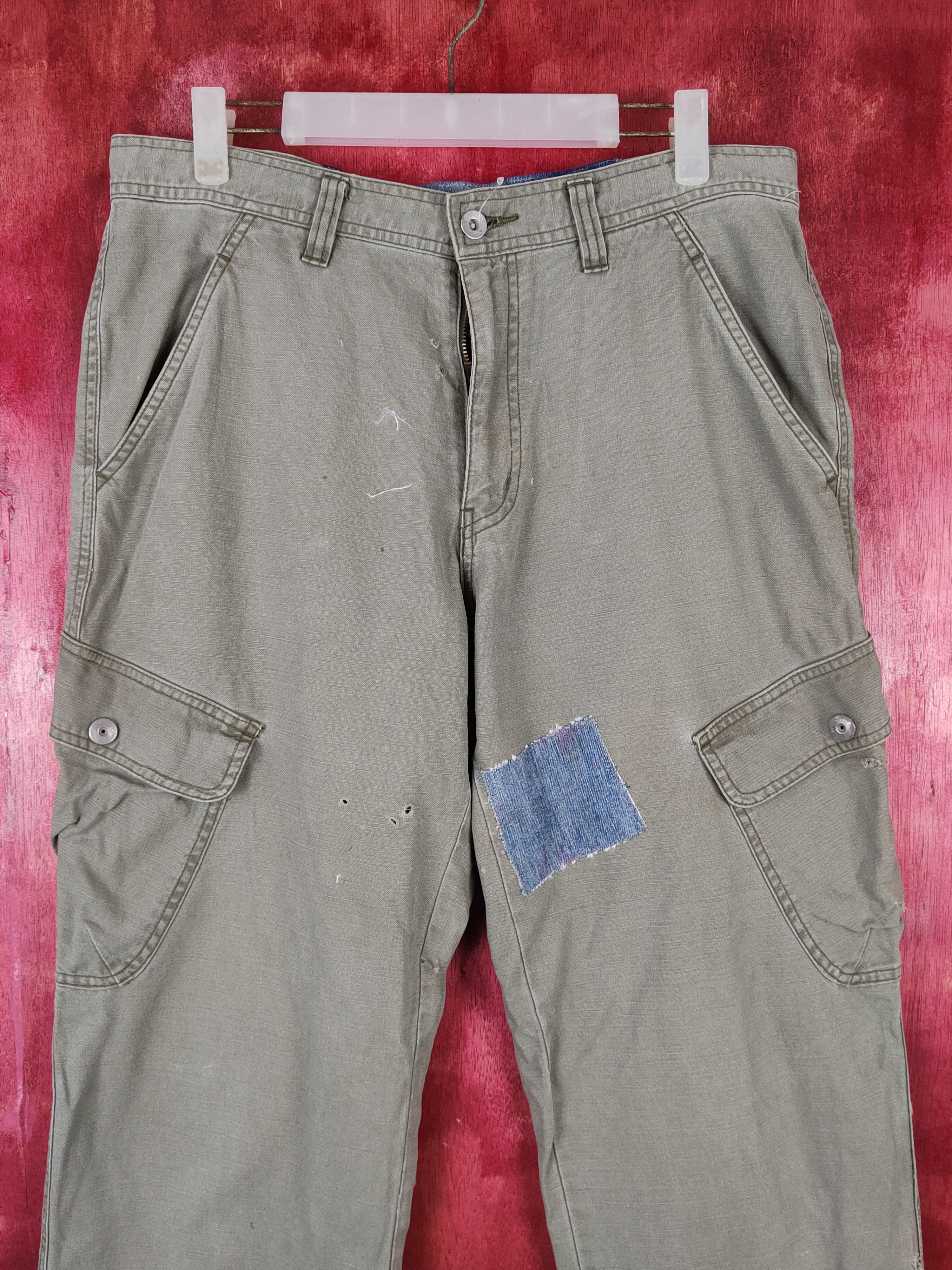 Japanese Brand Uniqlo Green Faded Multipocket Tactical Cargo Pants #S1344 Size US 34 / EU 50 - 2 Thumbnail