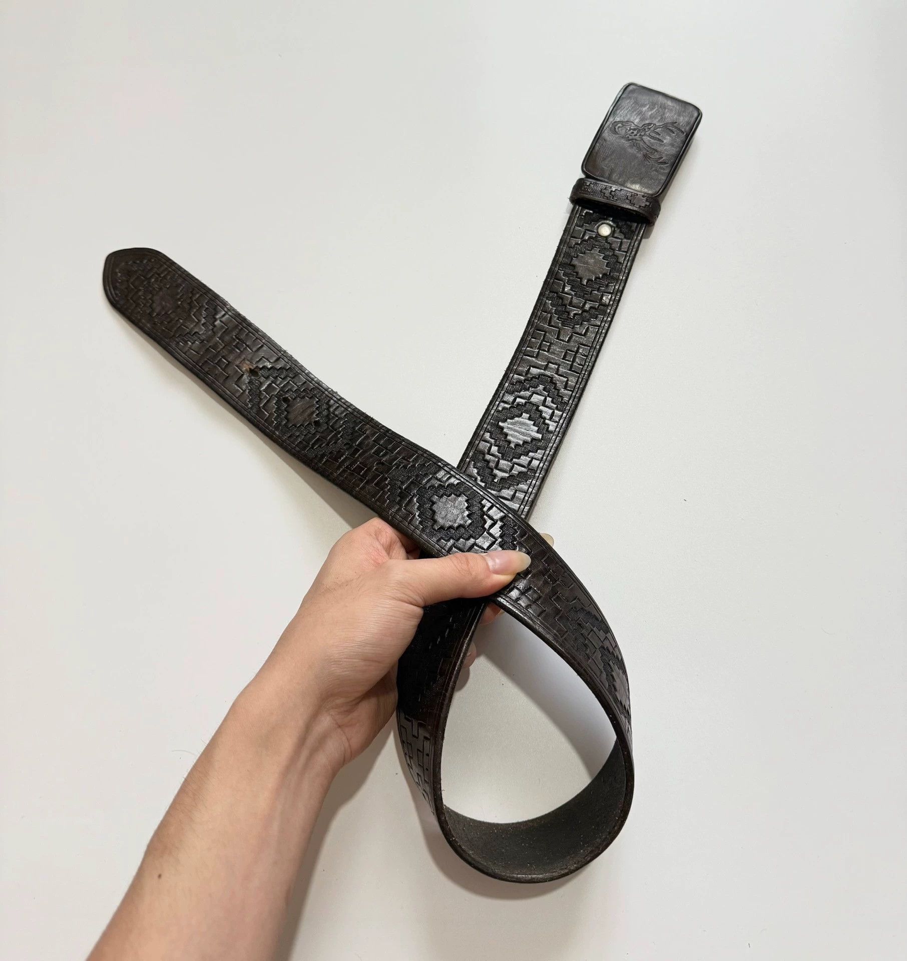 RRL Ralph Lauren RRL Ralph Lauren Deer Head Embossed Leather Belt 28 Size 28 - 3 Thumbnail
