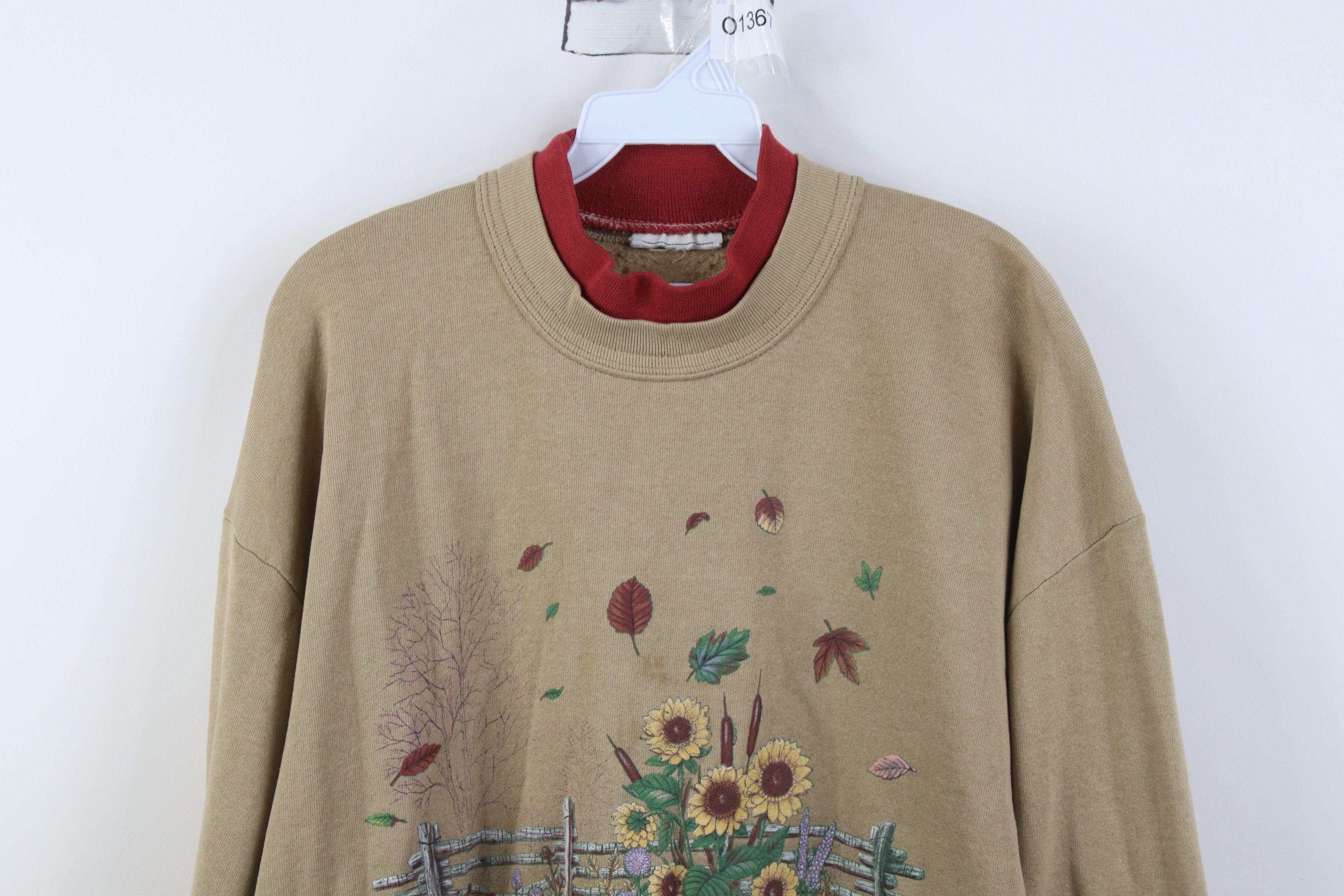Vintage Vintage 90s Streetwear Nature Leaf Garden Flower Sweatshirt Size XL / US 12-14 / IT 48-50 - 2 Thumbnail