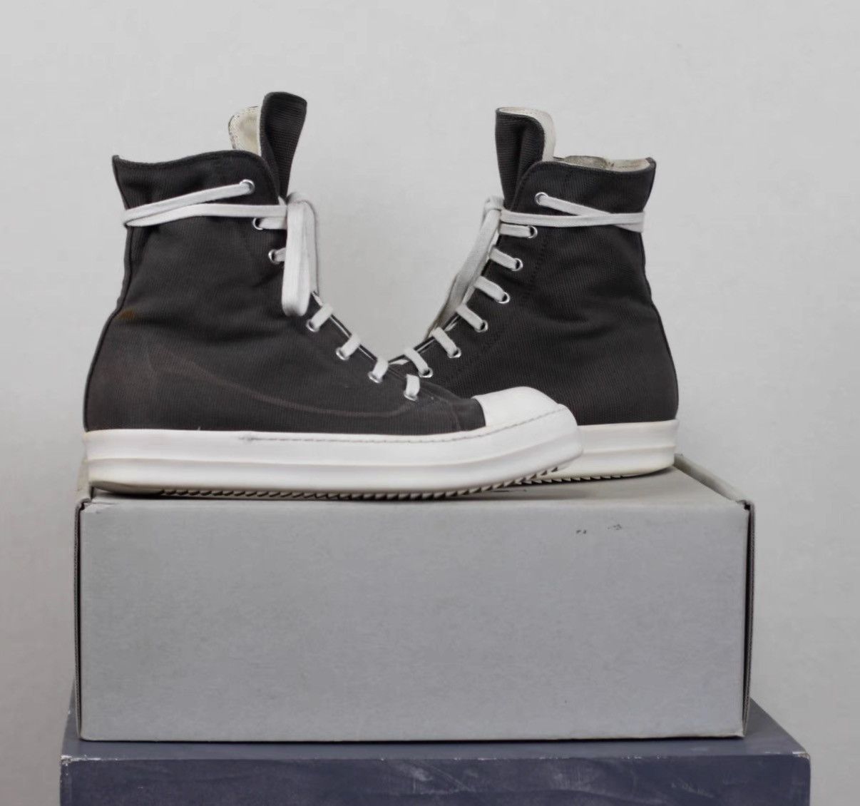 Rick Owens Rick Owens Canvas Gray Bubble Converse-Inspired Sneakers Size US 7 / EU 40 - 5 Thumbnail
