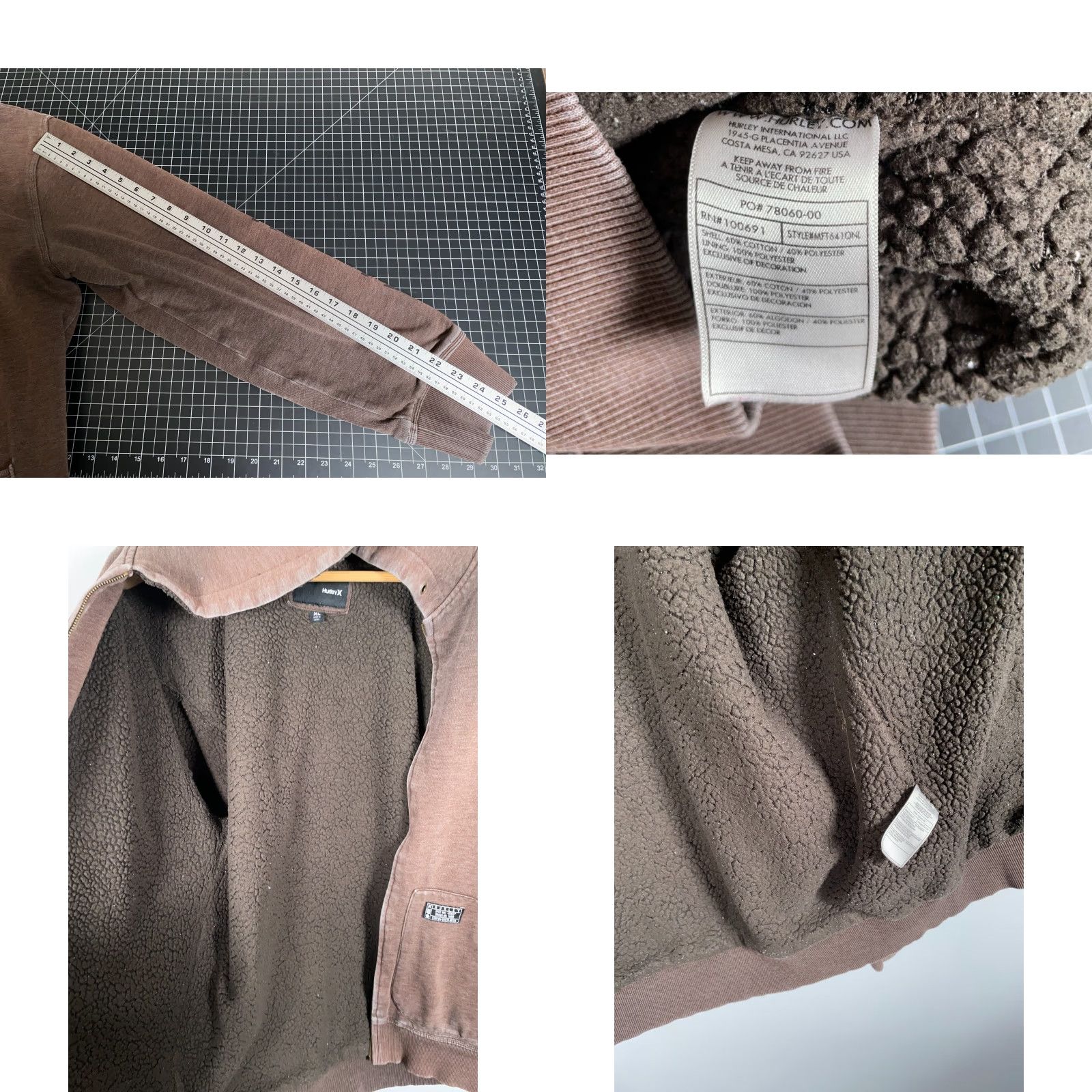 Hurley Hurley Y2K Sherpa Lined Hoodie Men's XL Brown Sweatshirt Color Faded Skater Size US XL / EU 56 / 4 - 8 Thumbnail