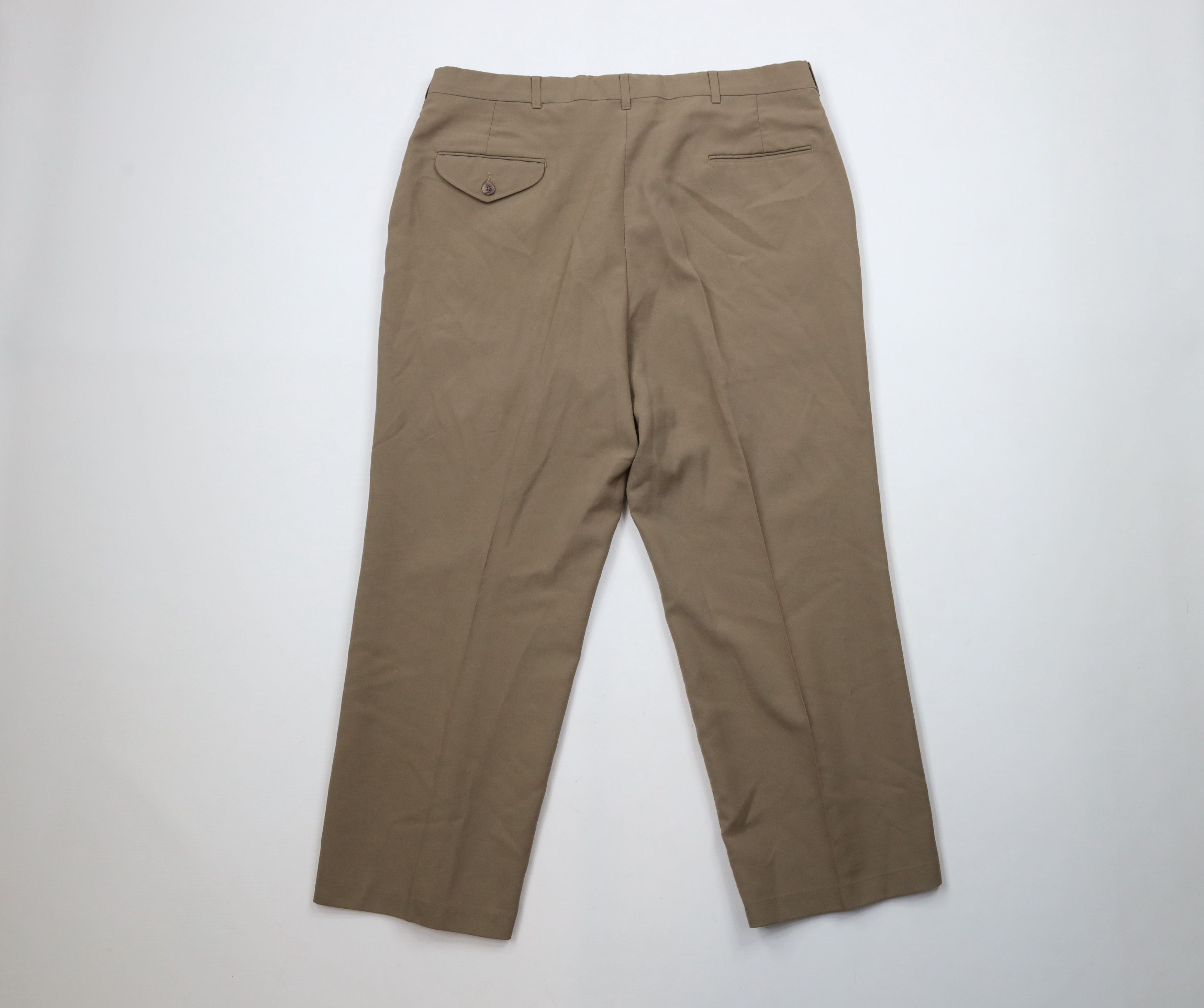 Vintage Vintage 90s Streetwear Wool Blend Wide Leg Chino Pants Beige Size US 36 / EU 52 - 8 Thumbnail
