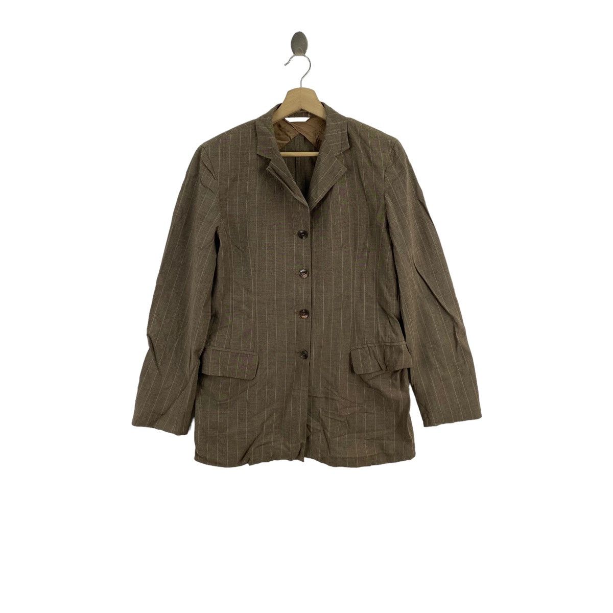 Max Mara MAX MARA Italy Designer Hickory Stripes Brown Blazer Coat Size S / US 4 / IT 40 - 1 Thumbnail