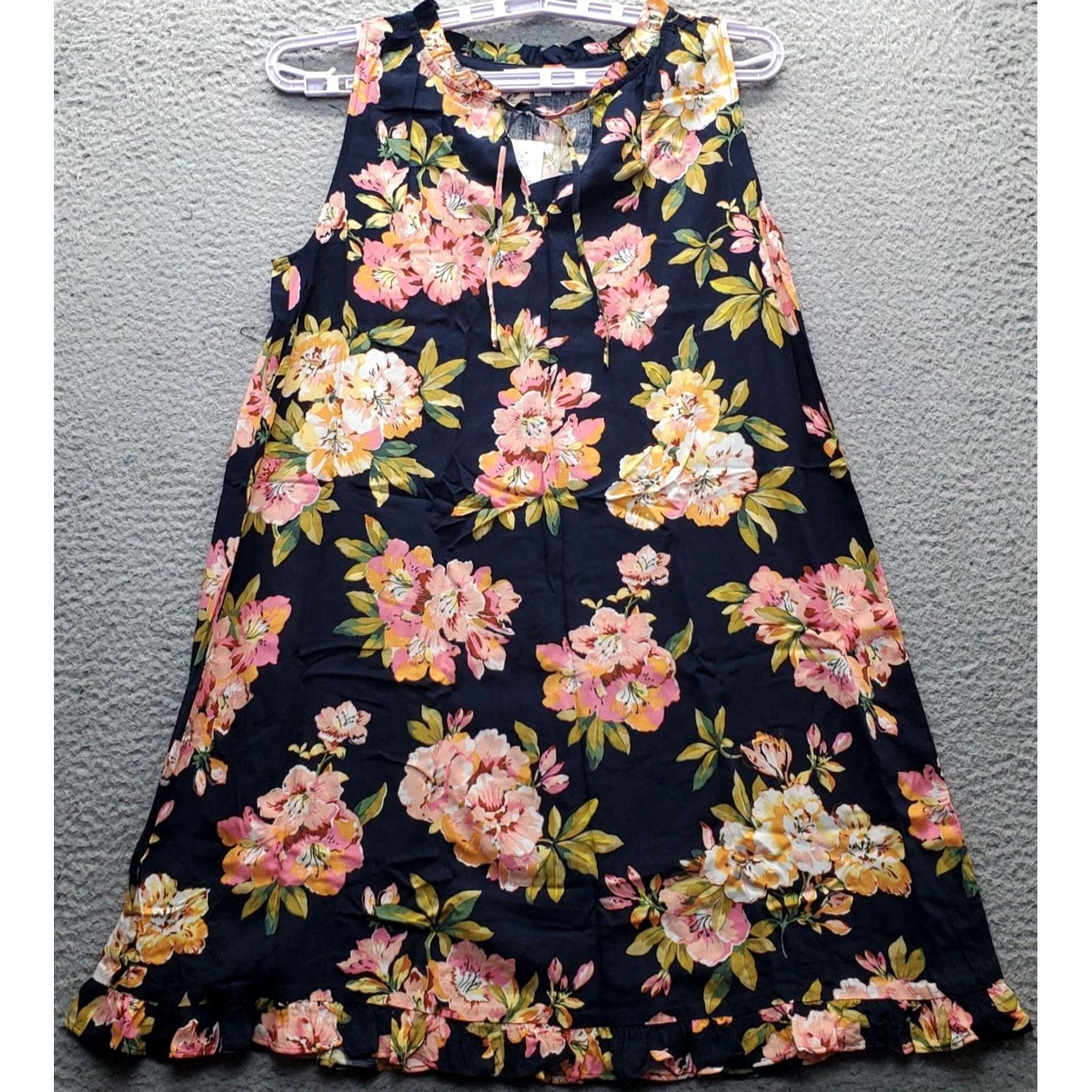 Loft LOFT Womens Size S Multicolor Floral A-Line Dress Sleeveless Ruffle Tie Front Crew Neck Summer Dept: Women Size S / US 4 / IT 40 - 2 Thumbnail