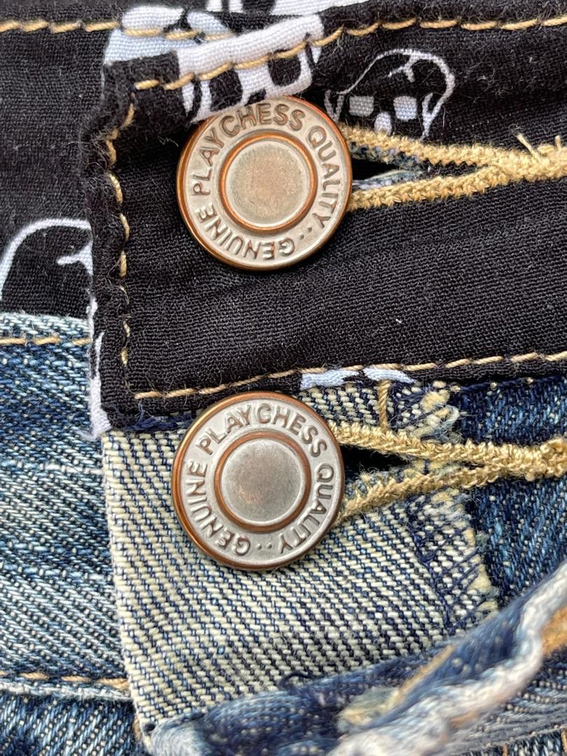 If Six Was Nine × Japanese Brand × Le Grande Bleu (L.G.B.) 🔥RARE !! VINTAGE DOUBLE WAIST PLAYCHESS RIPPED JEANS Size US 33 - 5 Thumbnail
