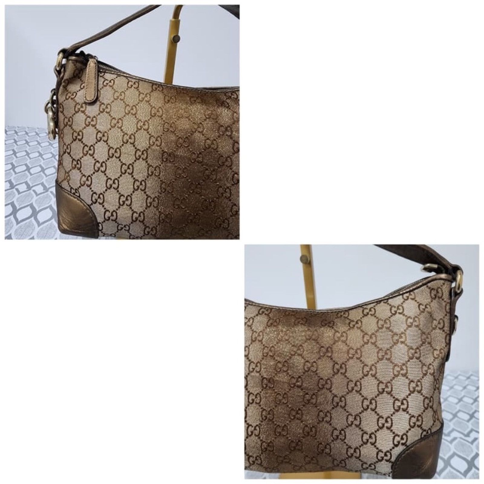 Gucci Authentic Gucci GG Canvas Heart Bit Hobo Bag Brown Size ONE SIZE - 5 Thumbnail