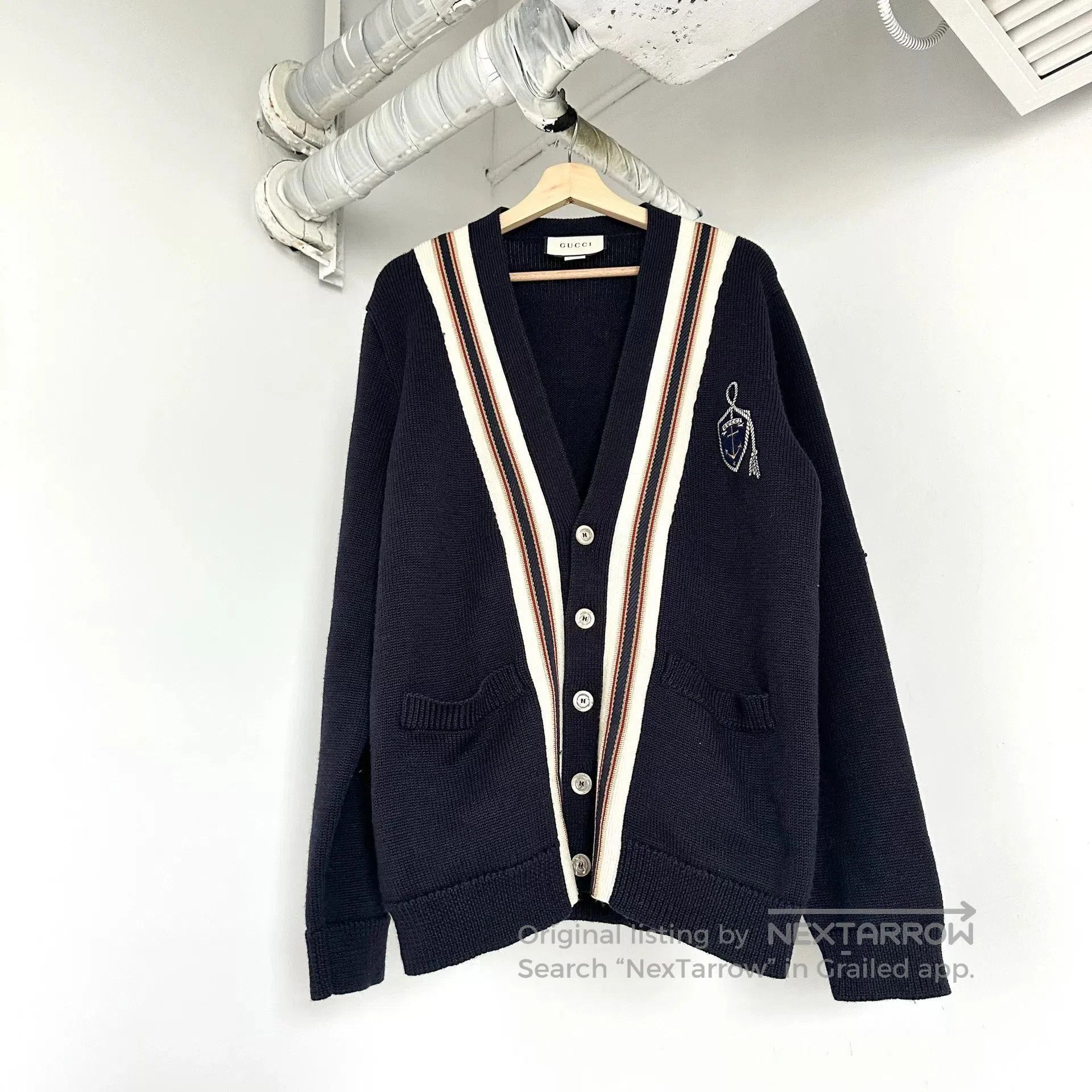 Gucci Gucci Anchor Badge Embroidered Cardigan. Size US M / EU 48-50 / 2 - 1 Thumbnail