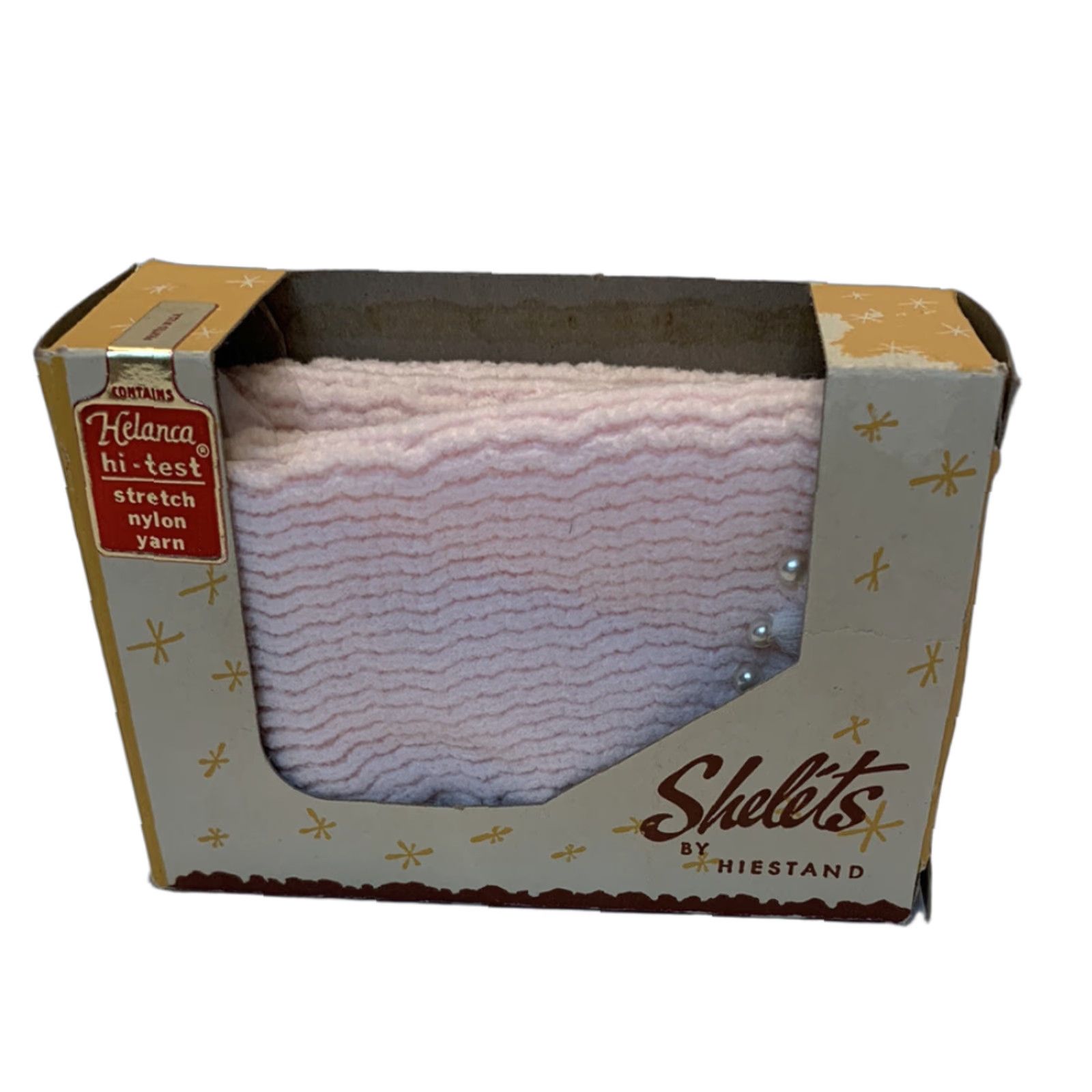 Vintage VINTAGE Ladies Slippers Pink Nylon Knit Pearls Silver Thread Size ONE SIZE - 1 Thumbnail