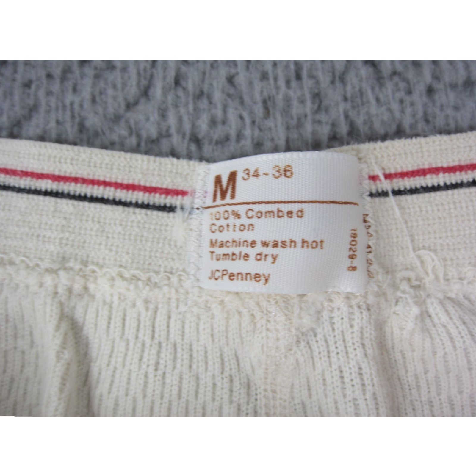 JCPenney VINTAGE JCPenney Thermal Pants Mens M Beige Knit 90s 70s Y2K Long Johns Pull On Compression Size US 31 - 4 Thumbnail