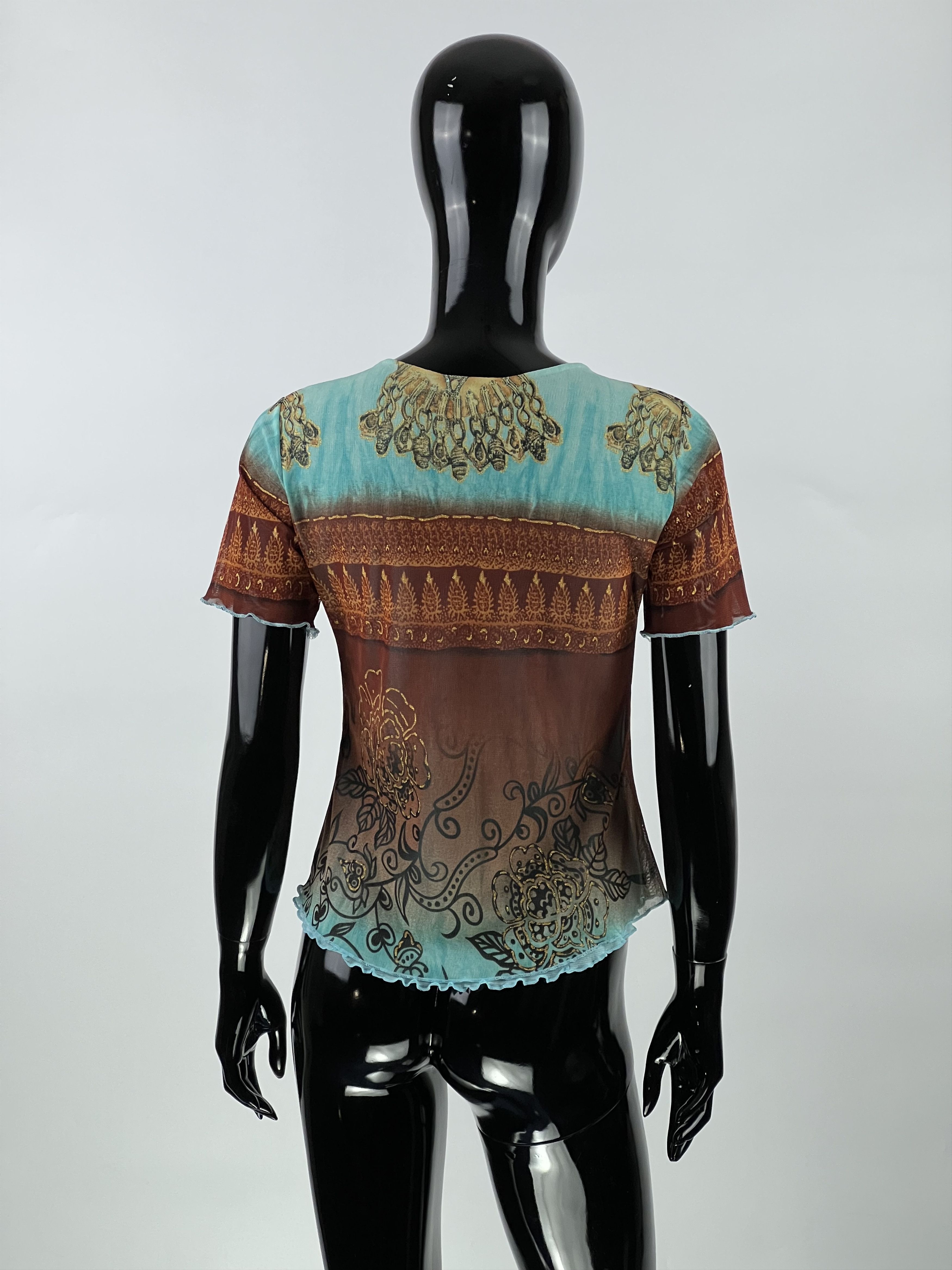 Designer Suzanna Paris Rare Vtg Floral Print Mesh Top Blouse Size 3 Size L / US 10 / IT 46 - 2 Thumbnail