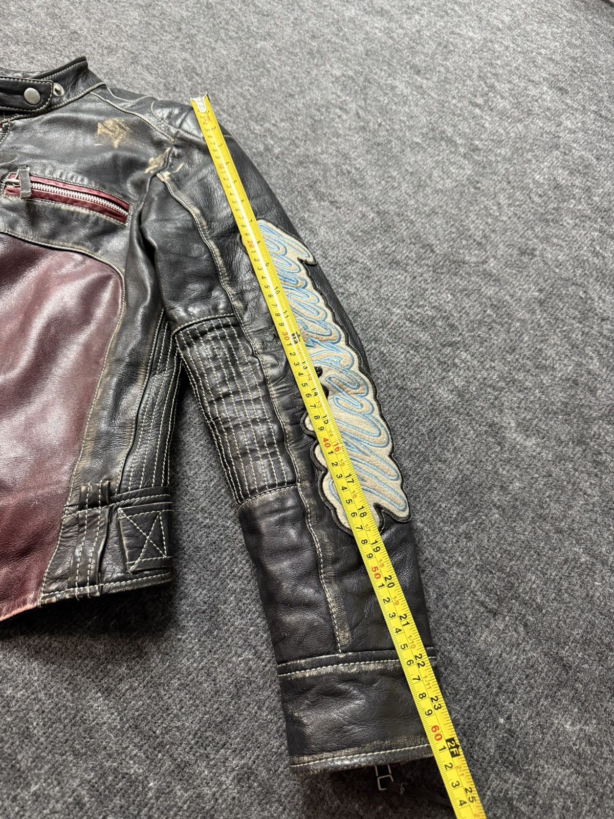 Mustang 00s Mustang Faded Leather Biker Jacket Vintage Racing Moto Size M / US 6-8 / IT 42-44 - 24 Thumbnail