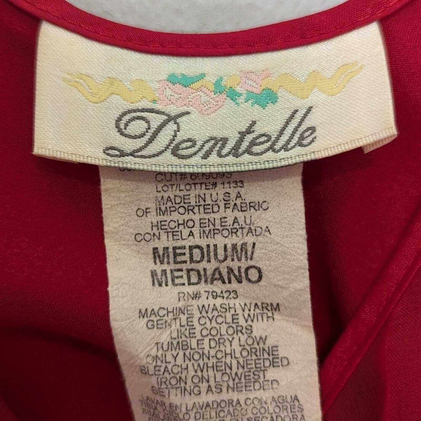 Vintage Vintage 90's Red Embroidered Heart Pattern Semi Sheer Dress Size M / US 6-8 / IT 42-44 - 3 Thumbnail