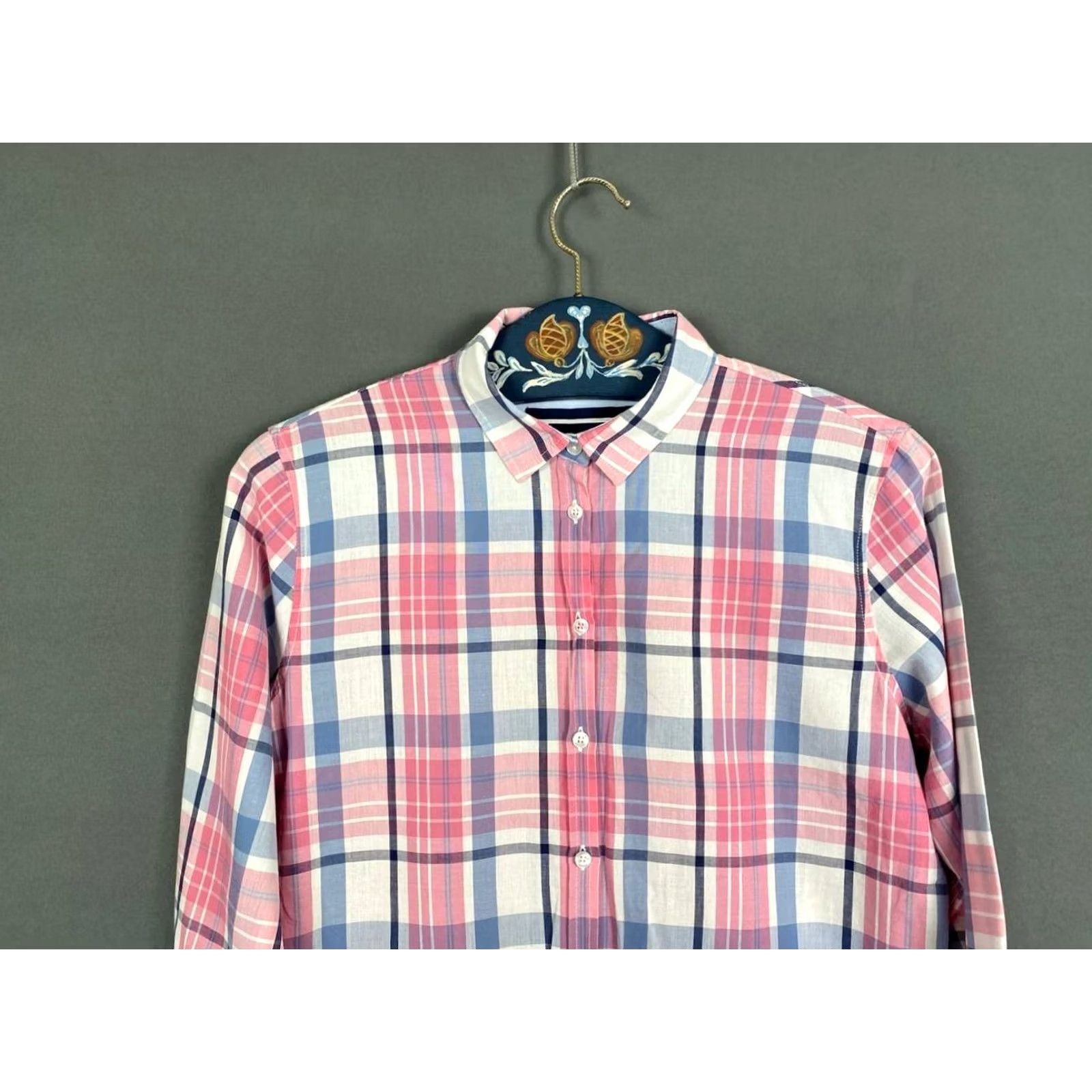Saint James Saint James Top Womens Size 10 Pink Plaid Long Sleeve Breathable Button Up Size L / US 10 / IT 46 - 5 Thumbnail