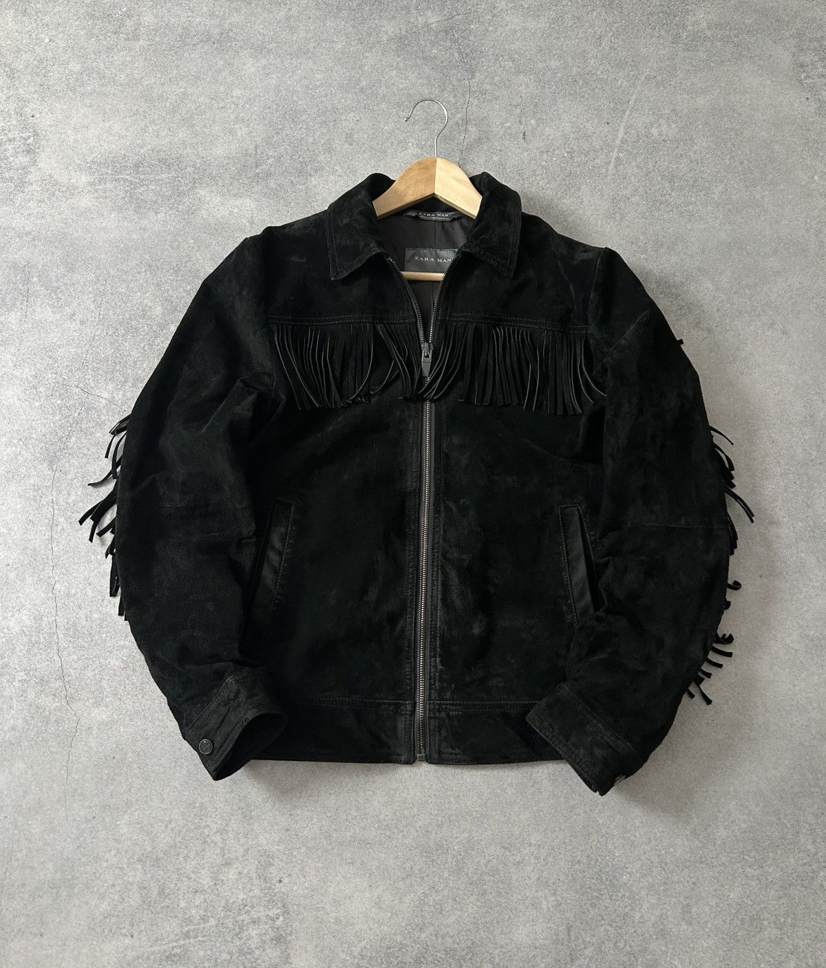 Zara Zara Velour Genuine Leather cow boys jacket mens black Size US M / EU 48-50 / 2 - 1 Thumbnail