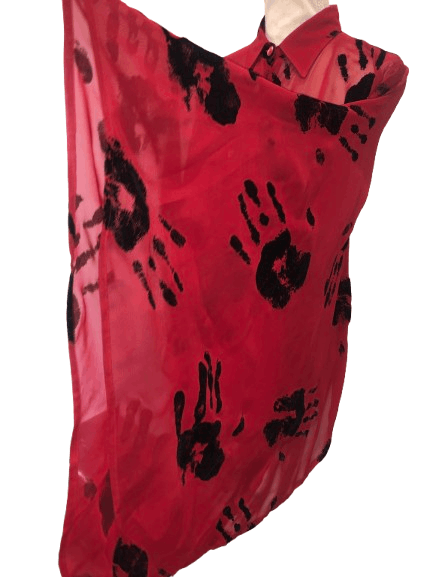 Jean Paul Gaultier 1991 "Hands" Print Oversized Red Shirt Size L / US 10 / IT 46 - 4 Thumbnail