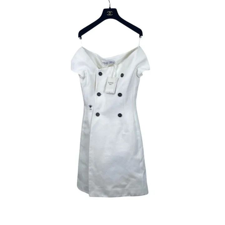 embroidered womens dress Dior Silver Floral Embroidered Bustier Badge Evening Dress FR 38 main image 0