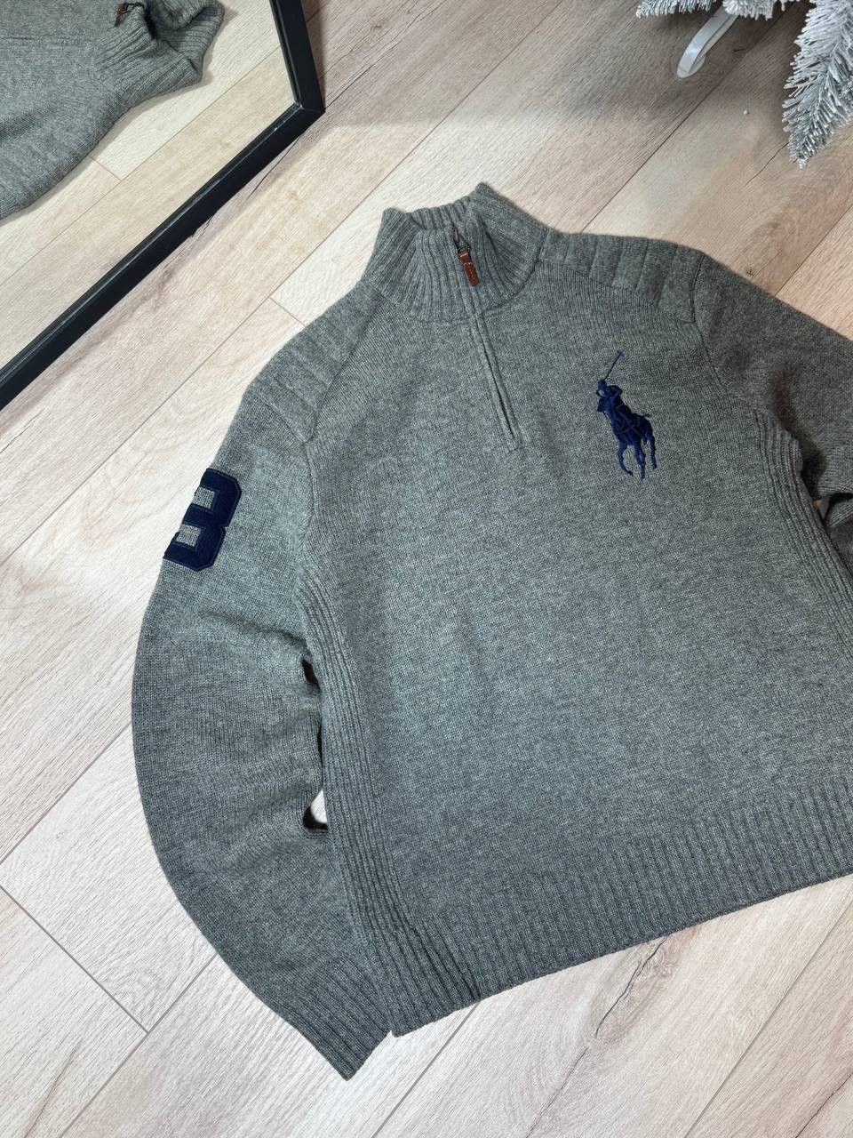 Polo Ralph Lauren Polo Ralph Lauren Mens Grey Big Pony Lambswool Blend 1/3 ZIP Size US L / EU 52-54 / 3 - 2 Thumbnail