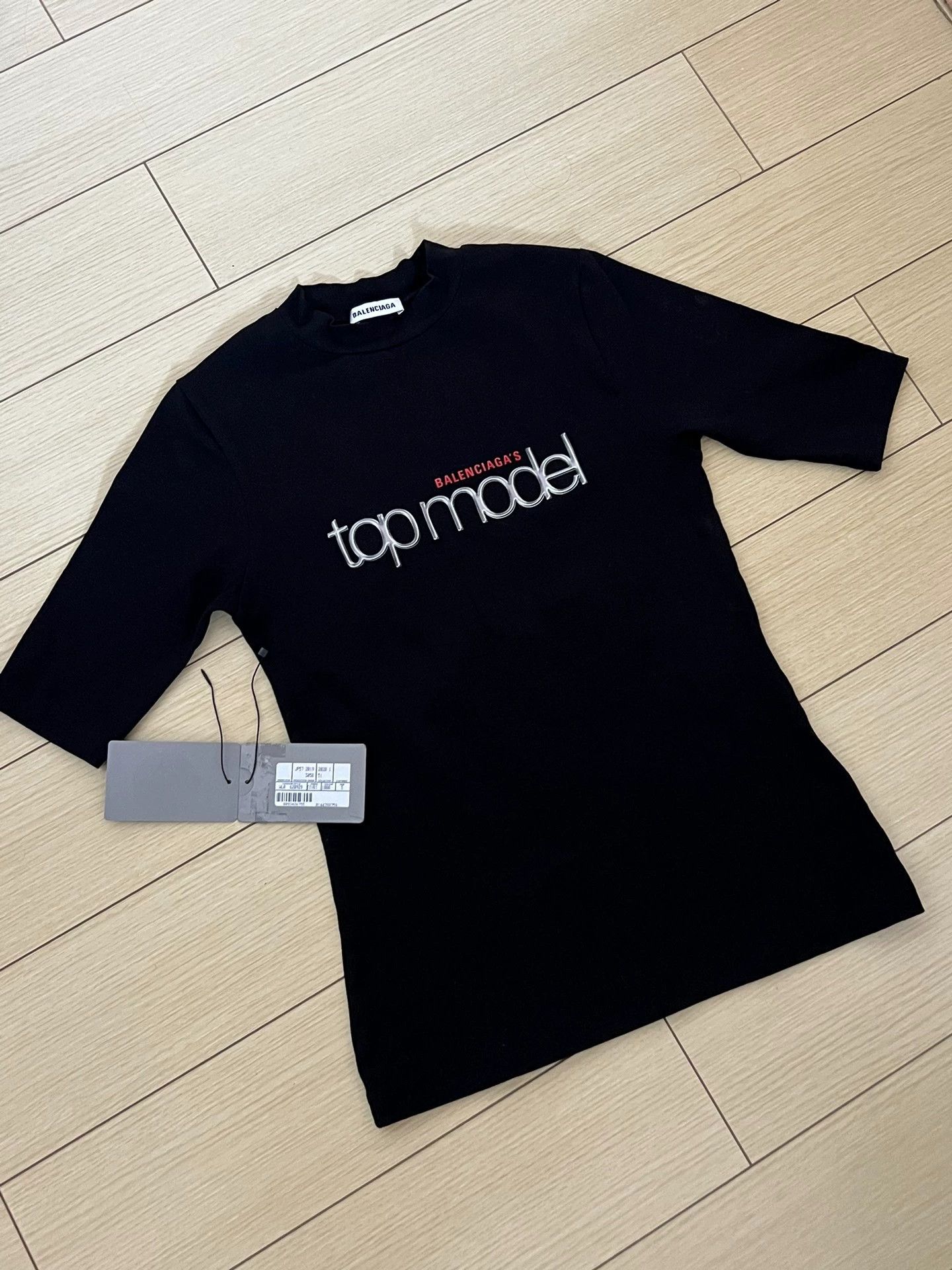 Balenciaga semi high neck top model slim fit short sleeved shirt