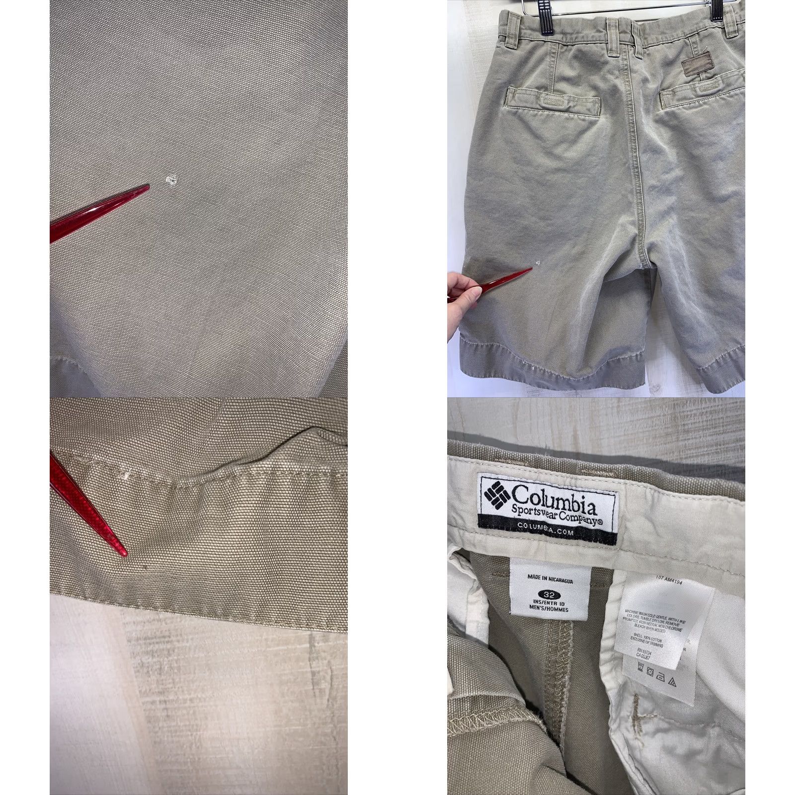 Vintage Columbia Cargo Shorts Mens SZ 32 Gray Green Weathered Cotton Flat Front Pocket 10in Inseam Casual Vintage: No Size US 32 / EU 48 - 8 Thumbnail