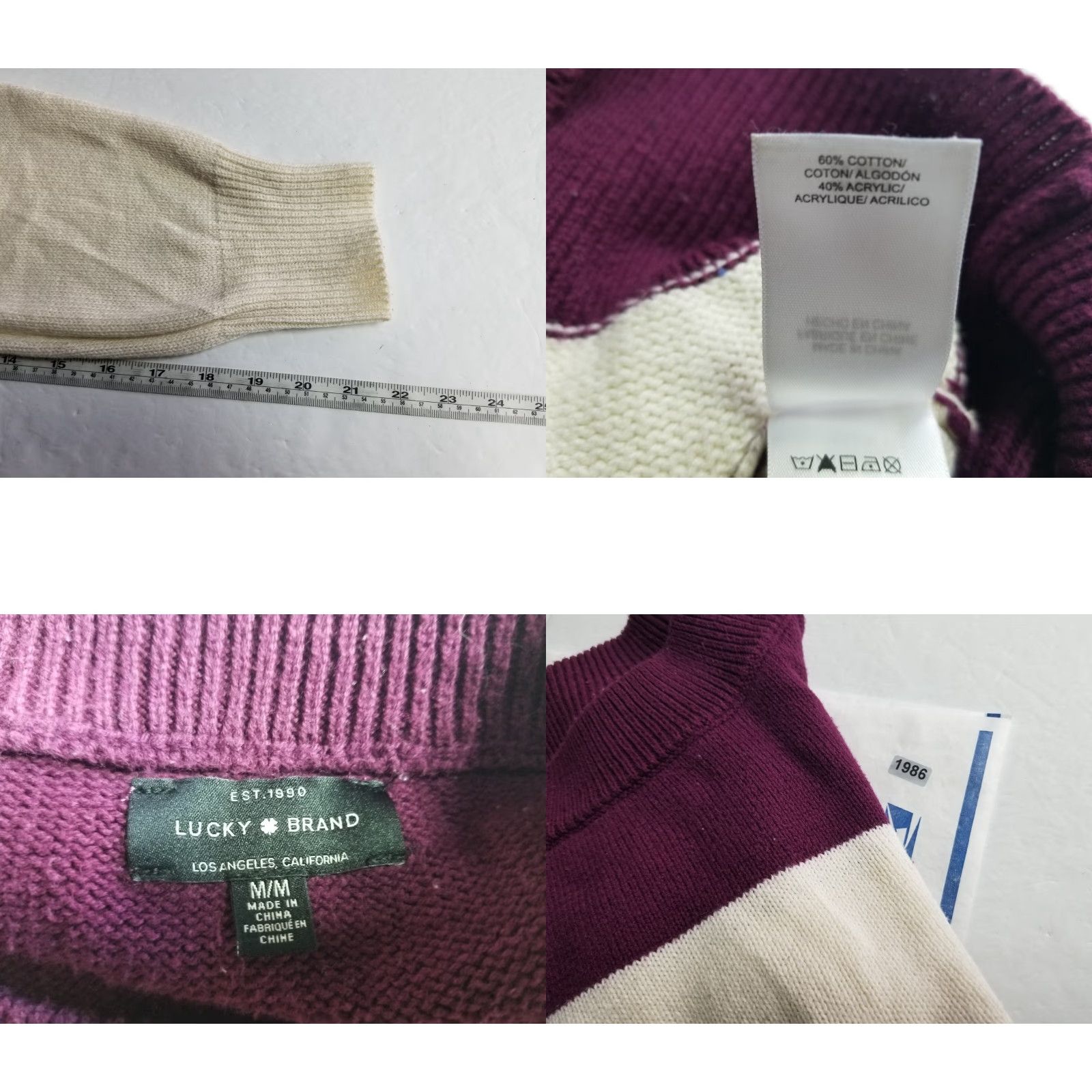 Lucky Brand Lucky Brand Sweater Women Medium Purple Pullover Knit Striped Casual Stretch Size M / US 6-8 / IT 42-44 - 8 Thumbnail