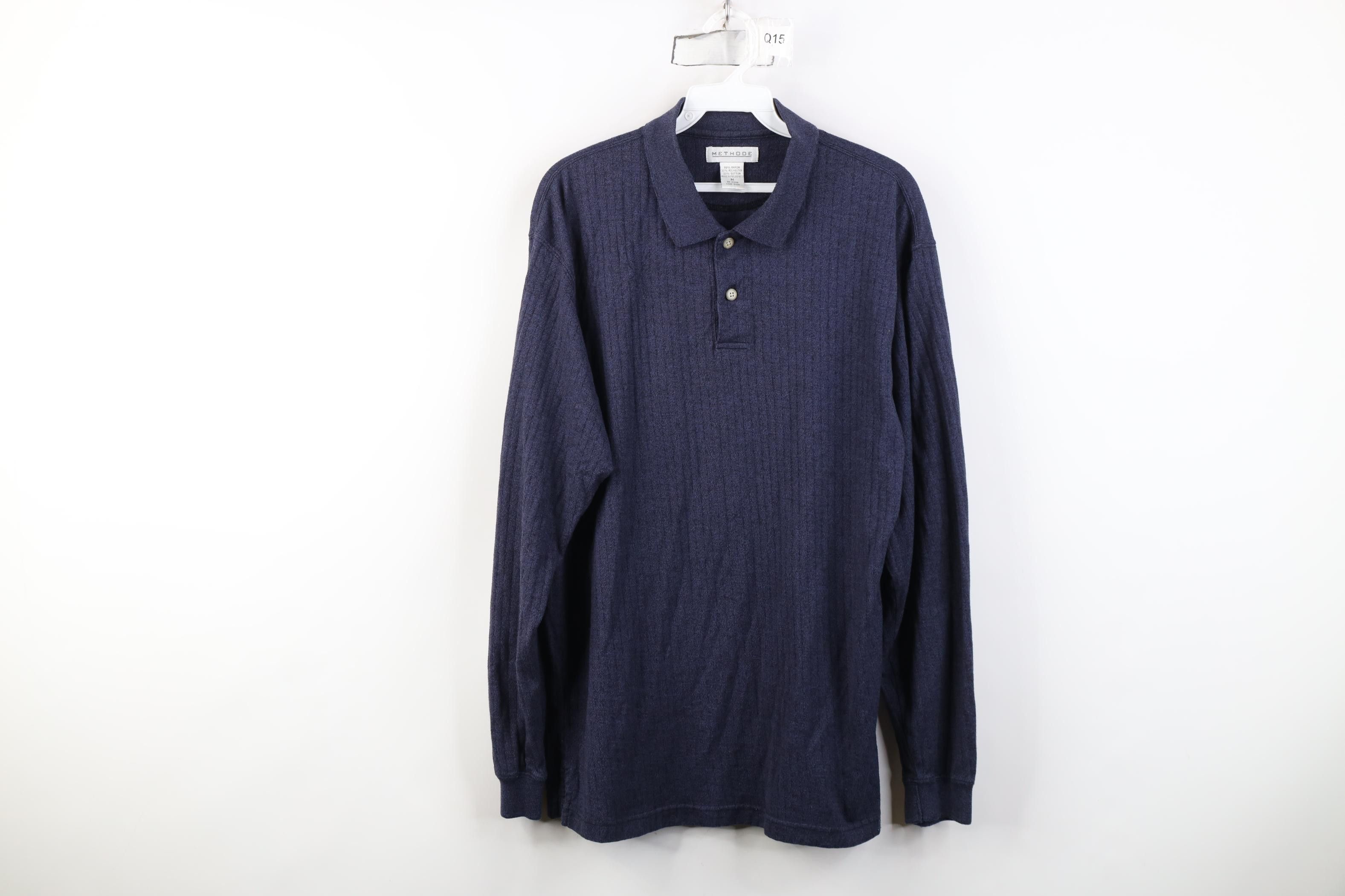 Vintage Vintage 90s Streetwear Ribbed Knit Long Sleeve Rugby Polo Size US M / EU 48-50 / 2 - 1 Thumbnail
