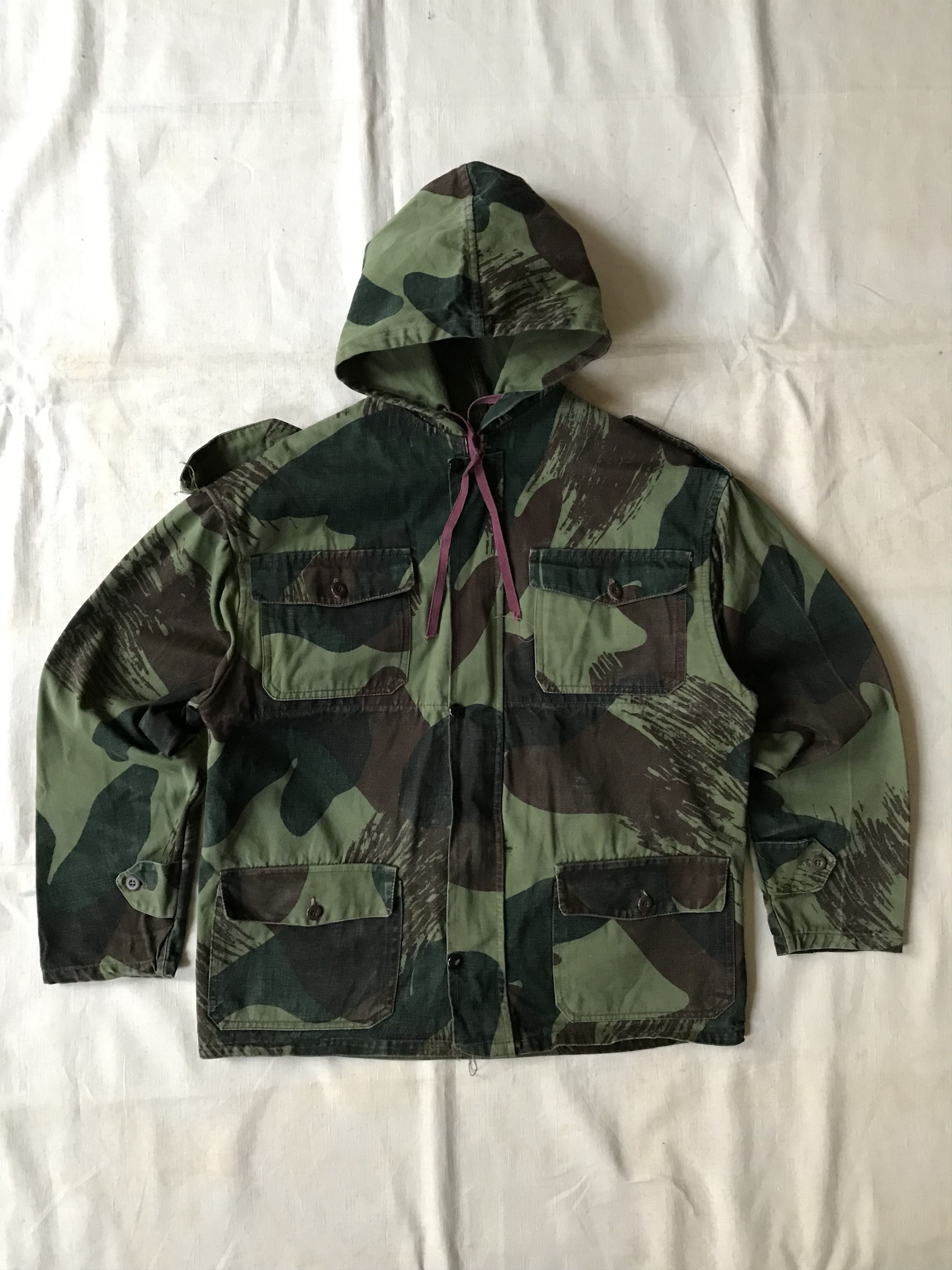 Image of Military x Vintage Civil Issue Brushstroke Camo Hooded Jacket in Khaki, Men's (Size Small)