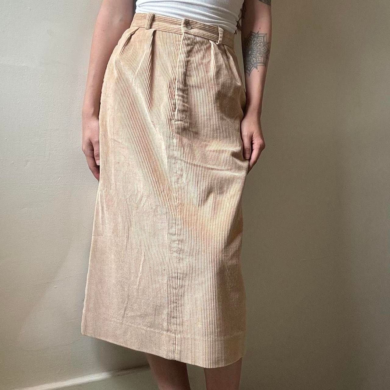 Vintage Vintage Palmetto’s Beige Corduroy Midi Skirt XXS Size 23" - 1 Thumbnail
