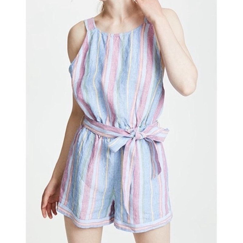 Frame FRAME striped 100% linen romper sz XS Size 24" / US 00 / IT 34 - 1 Thumbnail