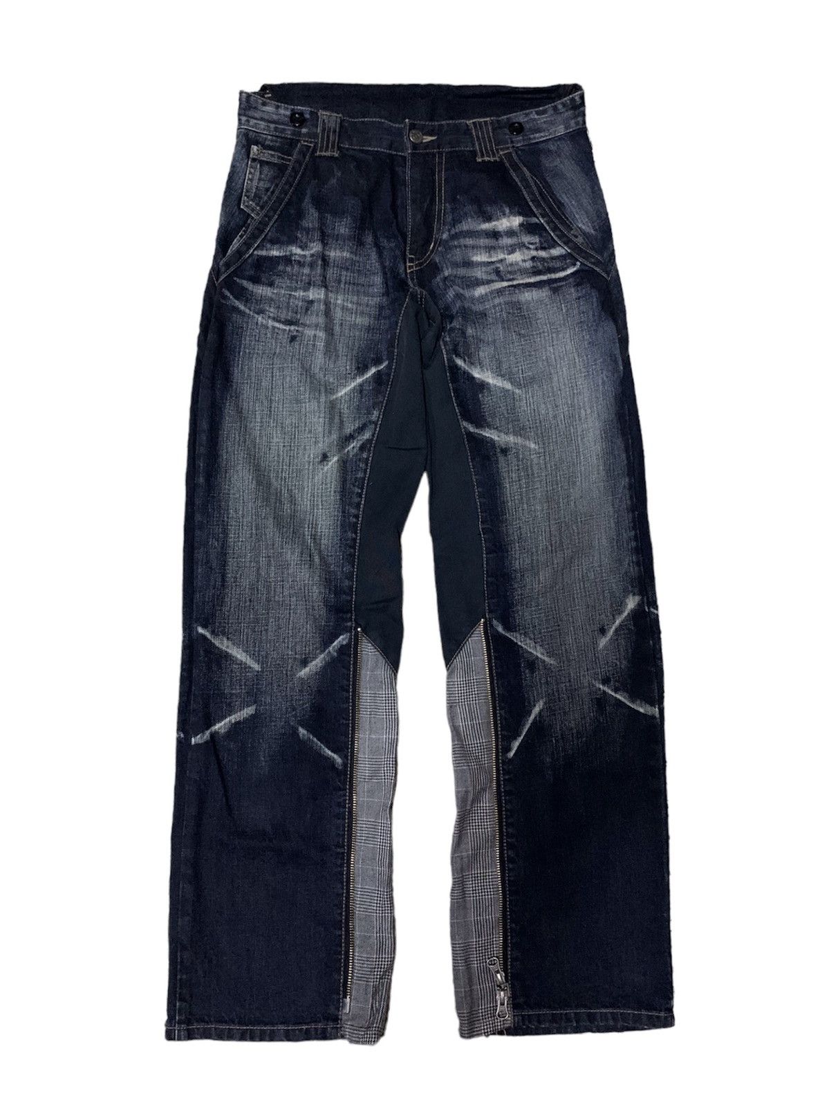 image of Hysteric Glamour x Ppfm Hybrid Denim Plaid Washed Regular in Washed Denim, Men's (Size 31)