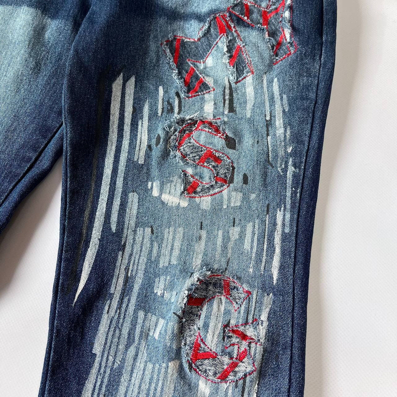 Japanese Brand × Vintage Y2K Designer Flared Patch Jeans Bell Bottom Size 29" - 4 Thumbnail