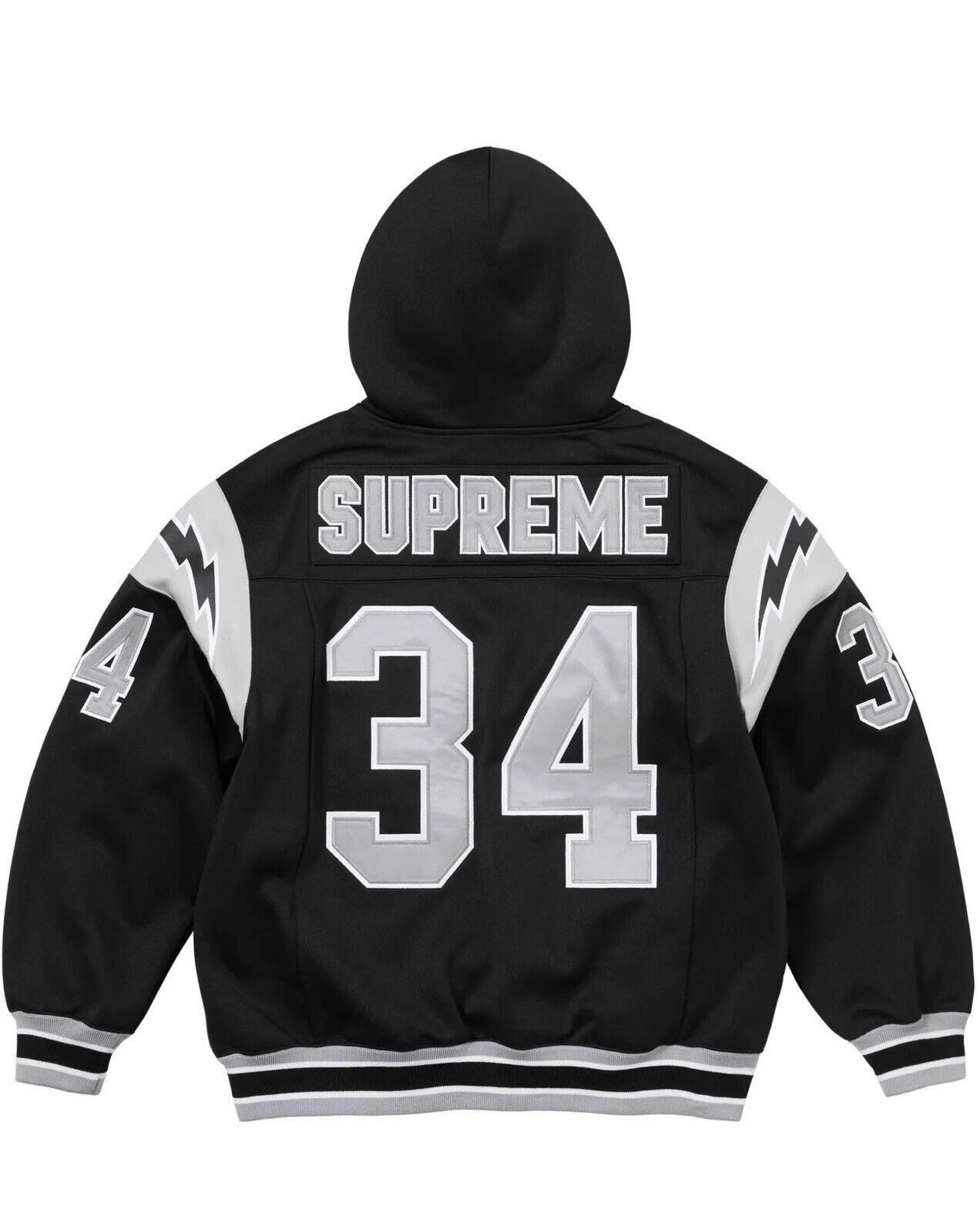 image of Supreme Football Zip Up Hooded Sweatshirt Black Size S, Men's