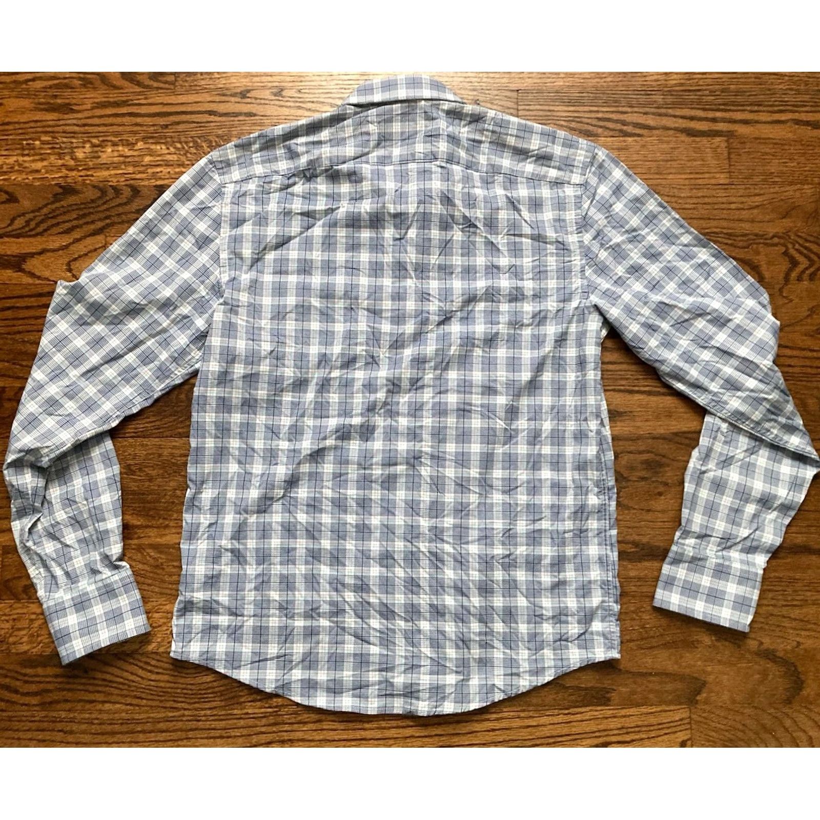 UNTUCKit UNTUCKit Shirt Mens Small Blue Plaid Button Long Sleeve Slim Performance Size US S / EU 44-46 / 1 - 7 Thumbnail