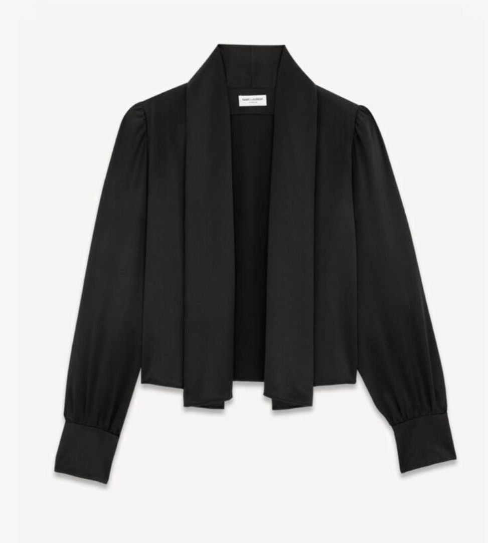 Saint Laurent Paris SS24 Saint Laurent Shawl Blouse in Silk Satin Crepe Size US XS / EU 42 / 0 - 1 Thumbnail