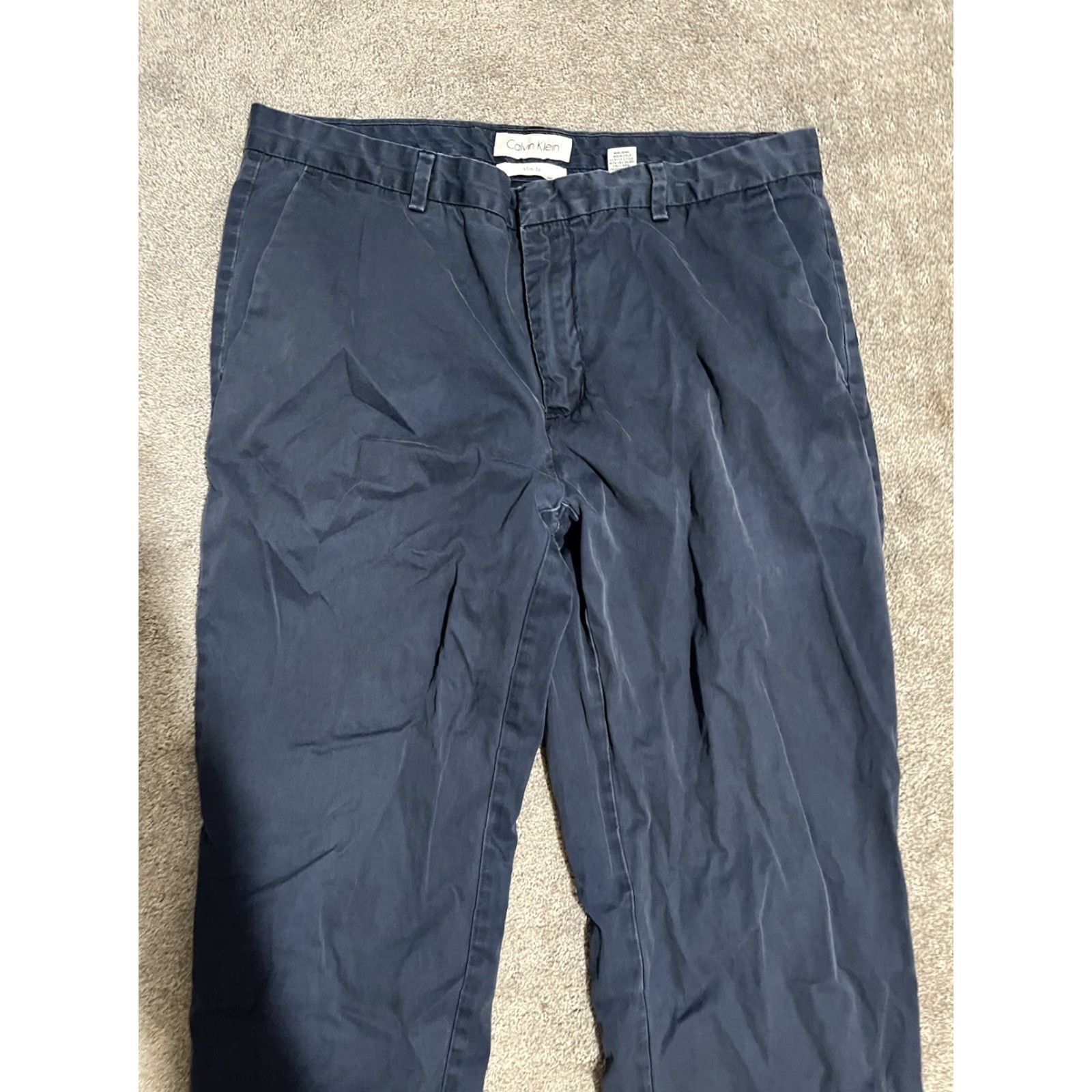 Calvin Klein Calvin Klein Slim Fit Stretch Pants 5-Pocket Business Casual 34x32 Blue Mens Size US 31 - 2 Thumbnail