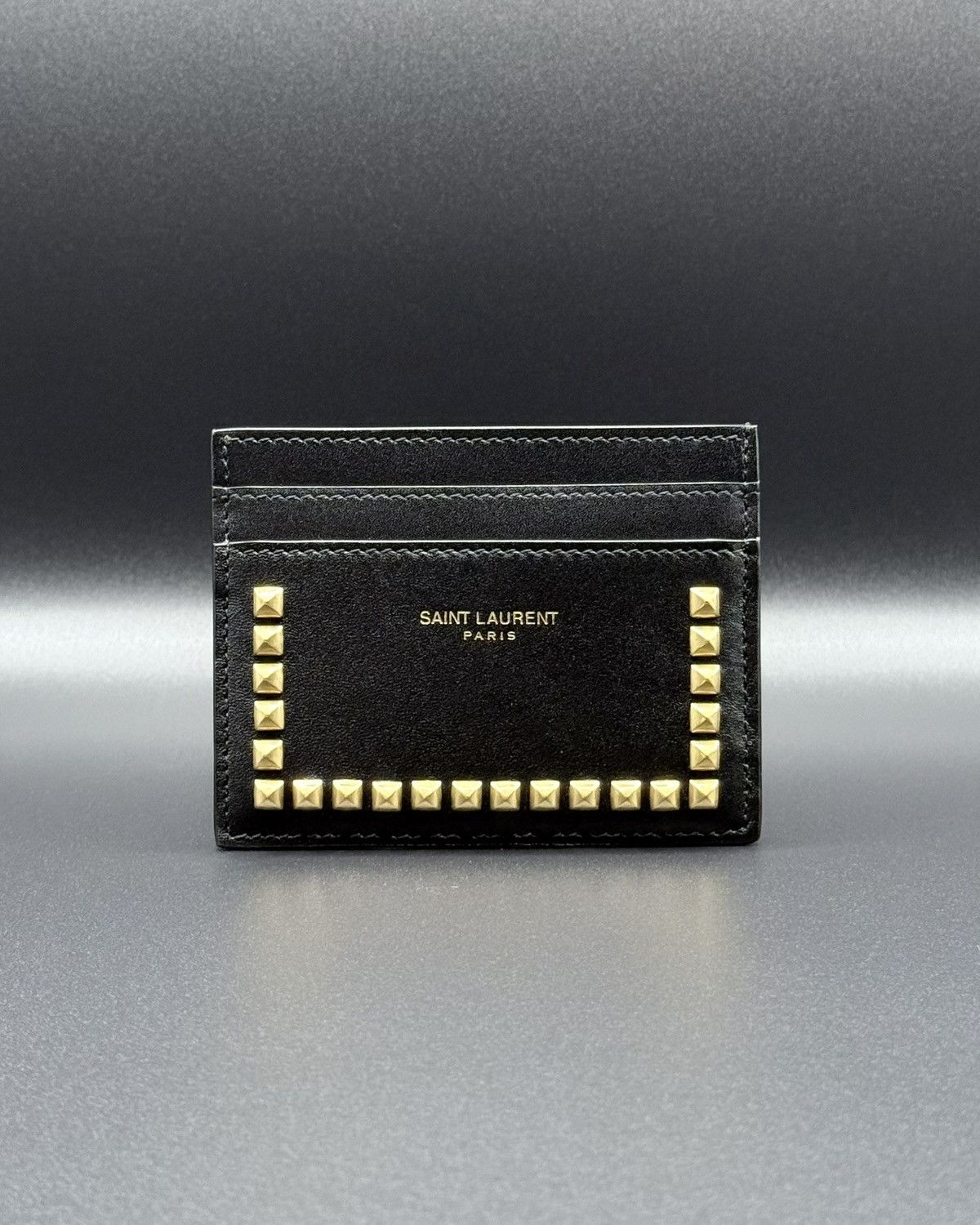 Saint Laurent Paris Saint Laurent Studded Leather Card Holder Black Size ONE SIZE - 5 Thumbnail